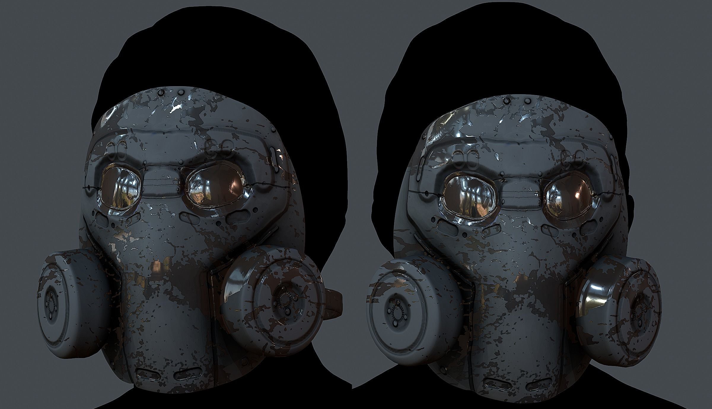 Gas mask helmet 3d model scifi  Low-poly 3D model_1