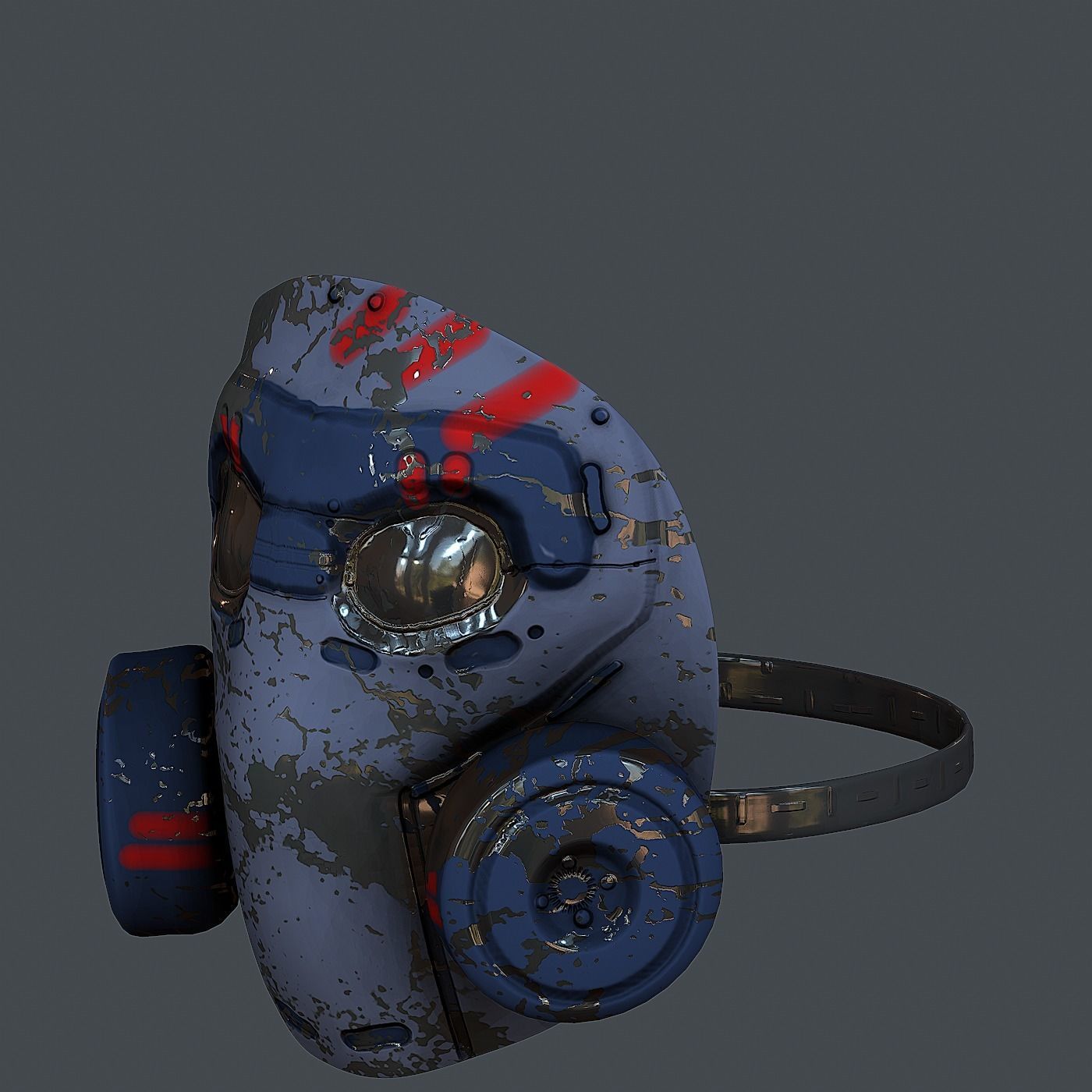 Gas mask helmet 3d model scifi Low-poly 3D model_5