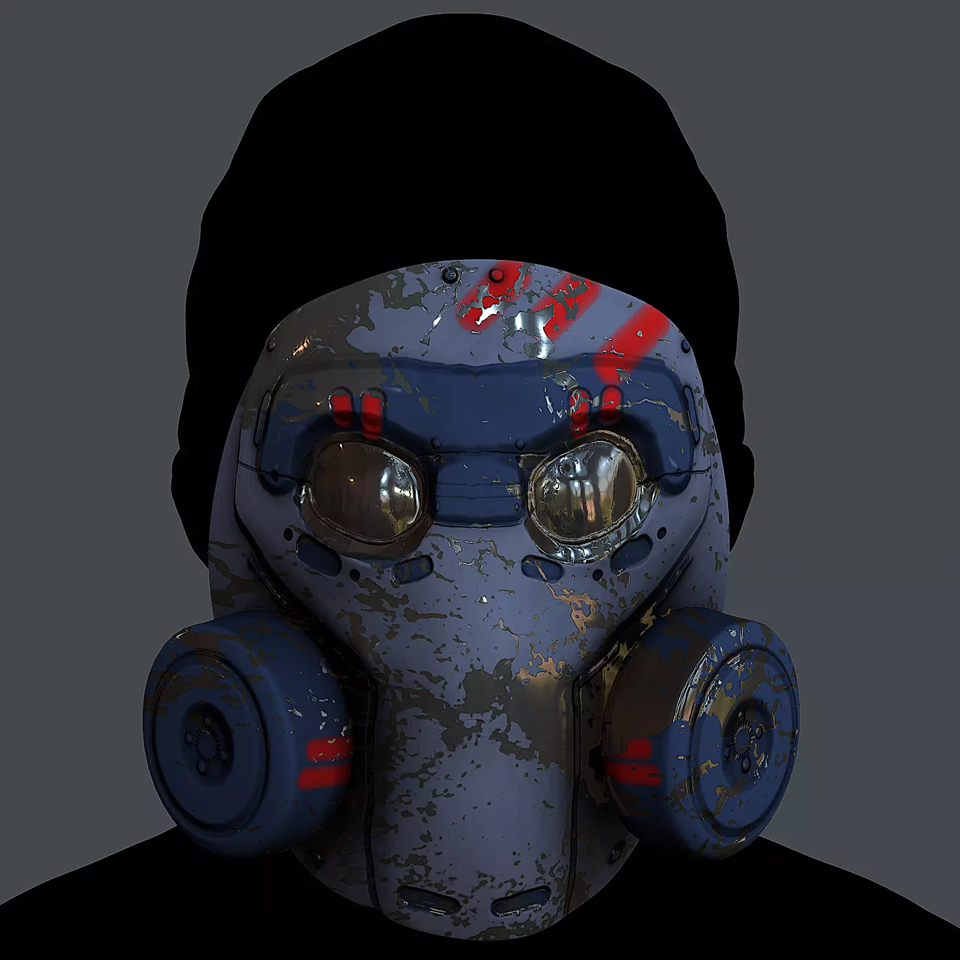 Gas mask helmet 3d model scifi Low-poly 3D model_0