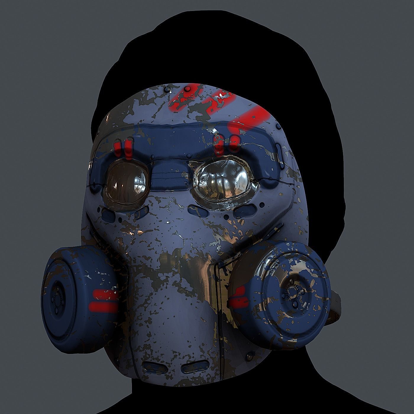 Gas mask helmet 3d model scifi Low-poly 3D model_2
