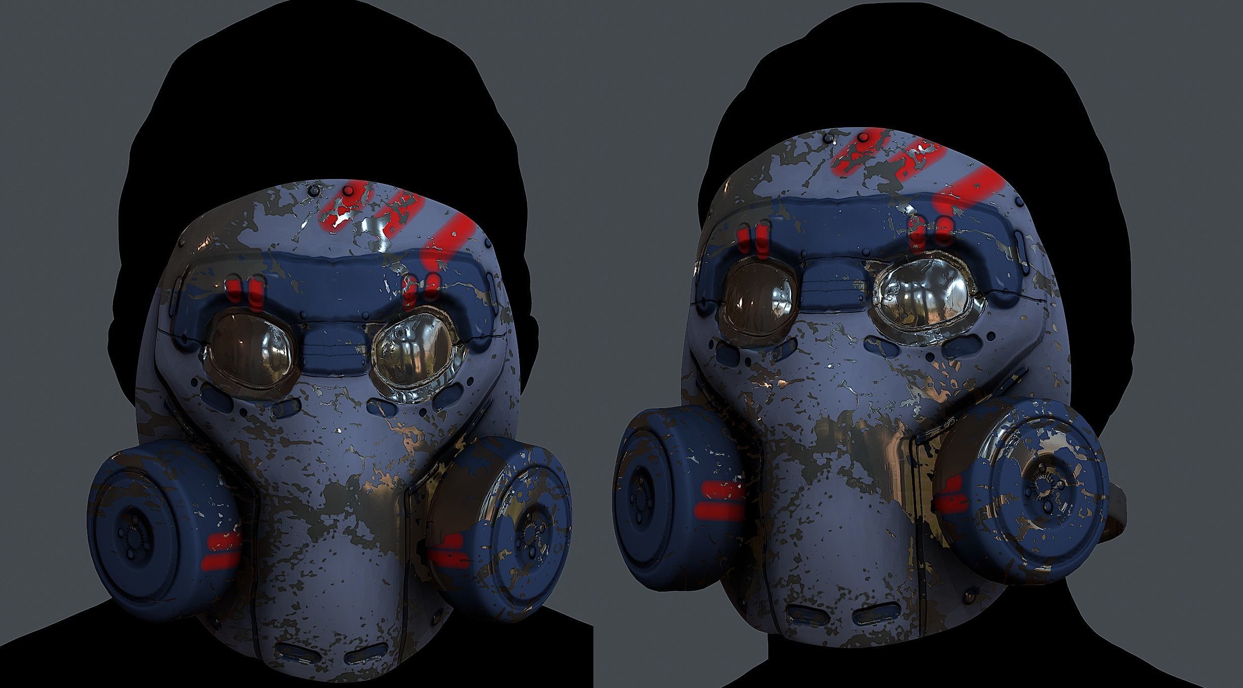 Gas mask helmet 3d model scifi Low-poly 3D model_1