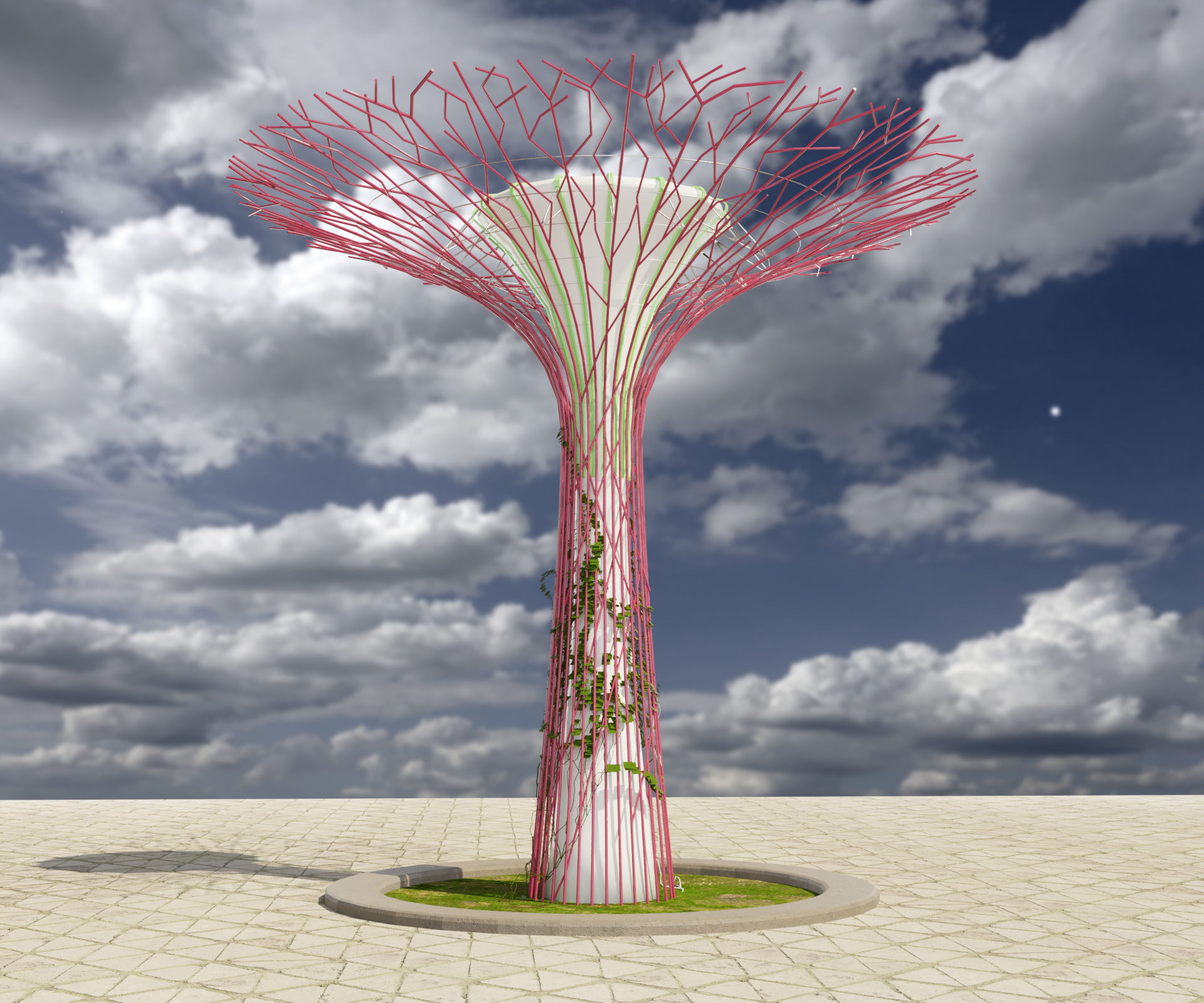 Gardens by the Bay Singapore supertrees Low-poly 3D model_3