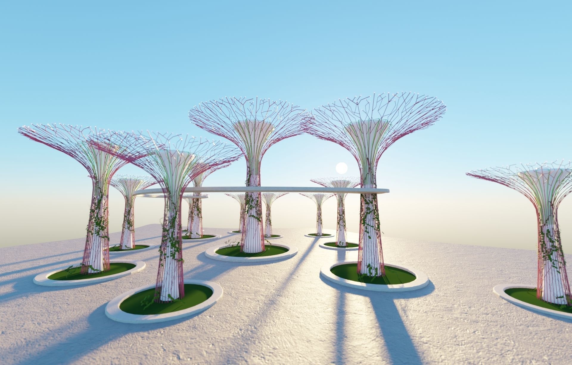 Gardens by the Bay Singapore supertrees Low-poly 3D model_2