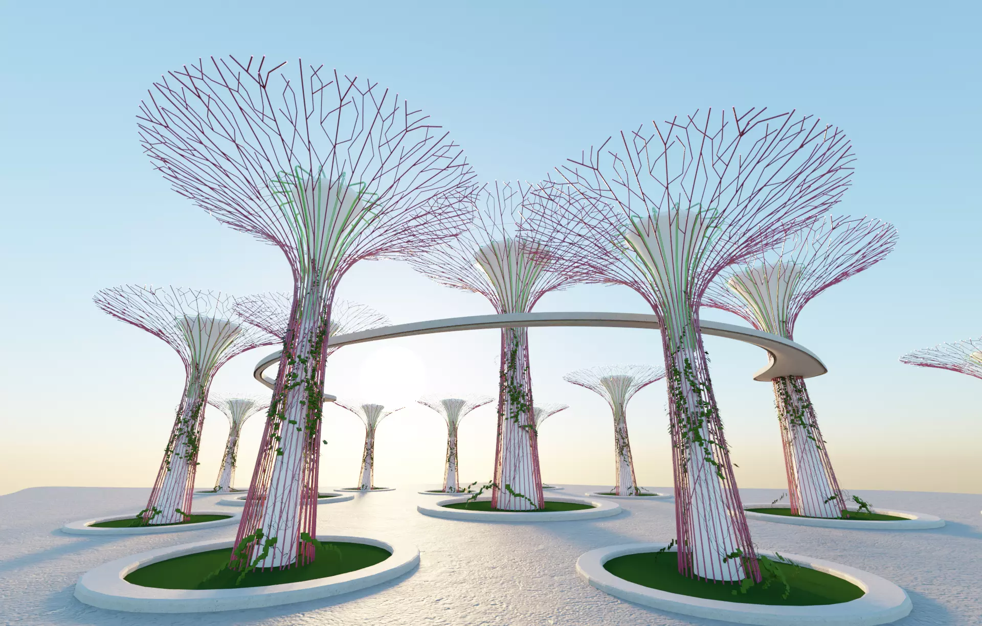Gardens by the Bay Singapore supertrees Low-poly 3D model_0