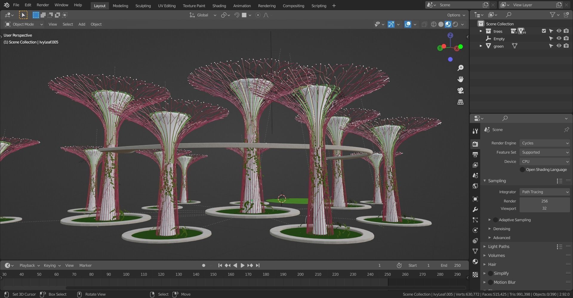 Gardens by the Bay Singapore supertrees Low-poly 3D model_8