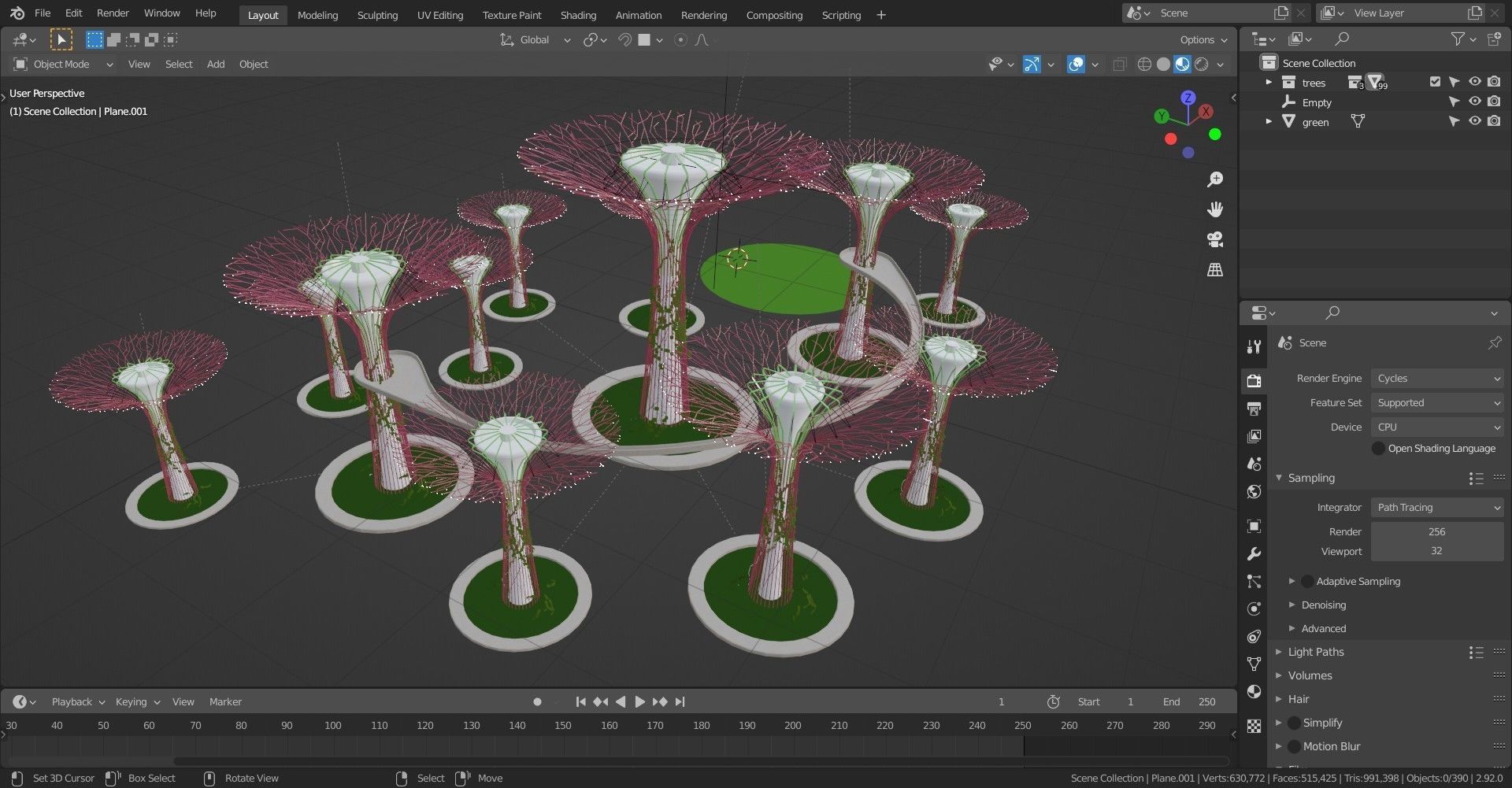Gardens by the Bay Singapore supertrees Low-poly 3D model_14