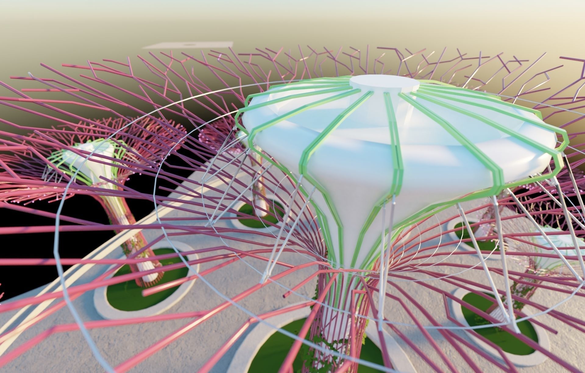 Gardens by the Bay Singapore supertrees Low-poly 3D model_15