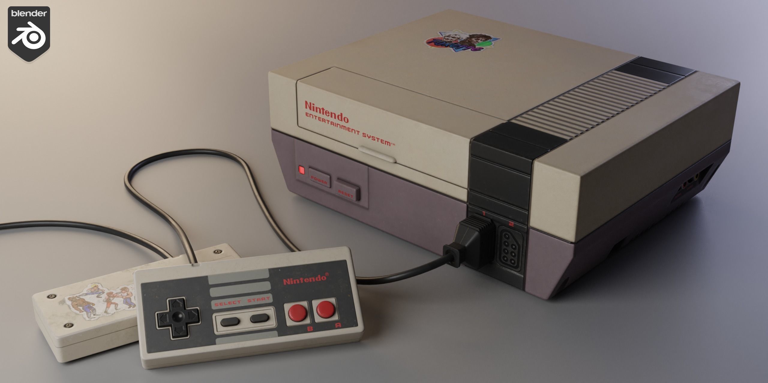 Nintendo classic game console Low-poly 3D model_5