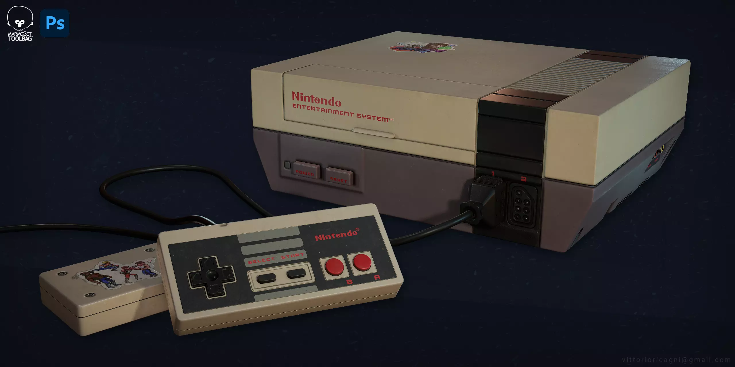 Nintendo classic game console Low-poly 3D model_0