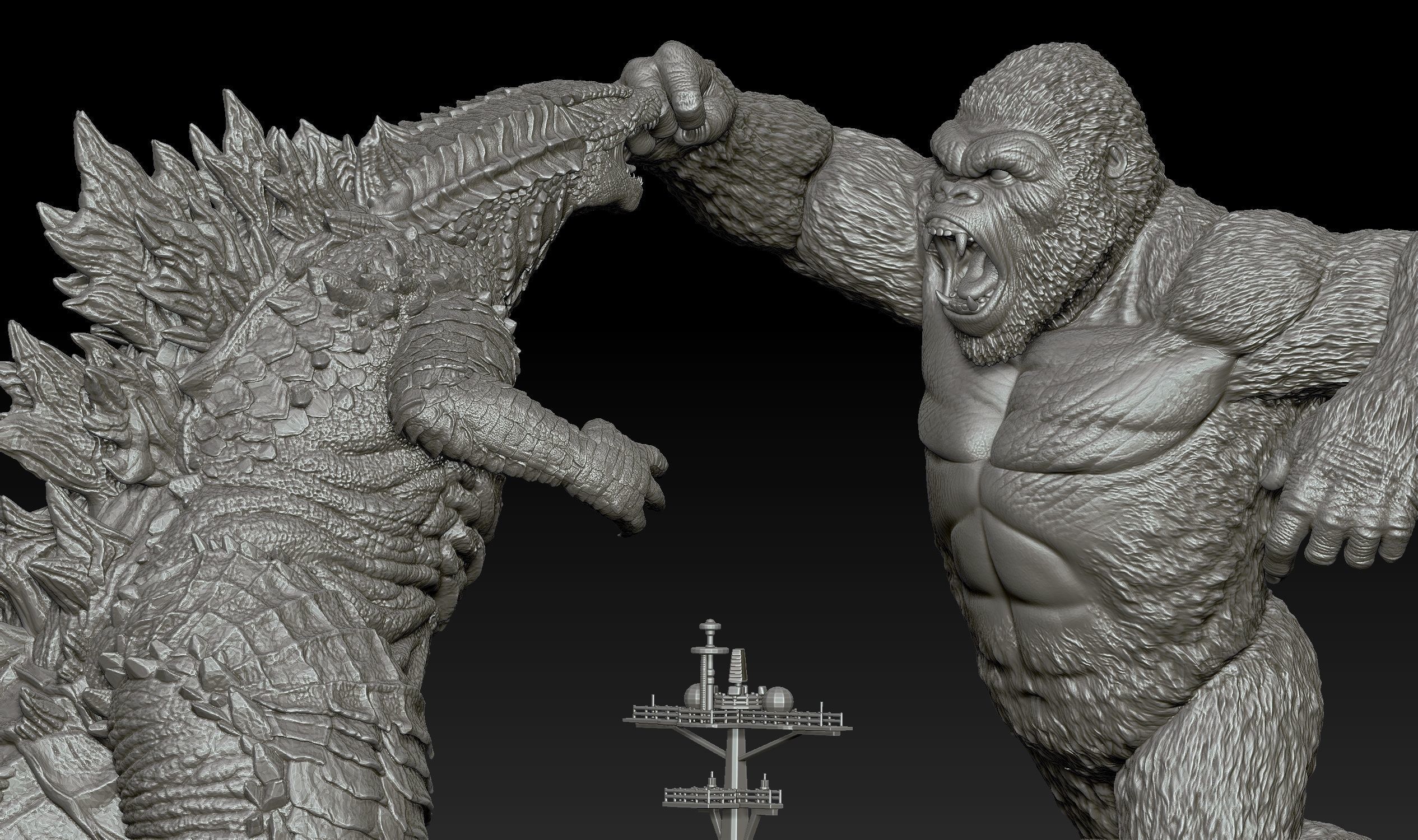 Godzilla vs Kong Diorama Monsterverse 3D print model_25