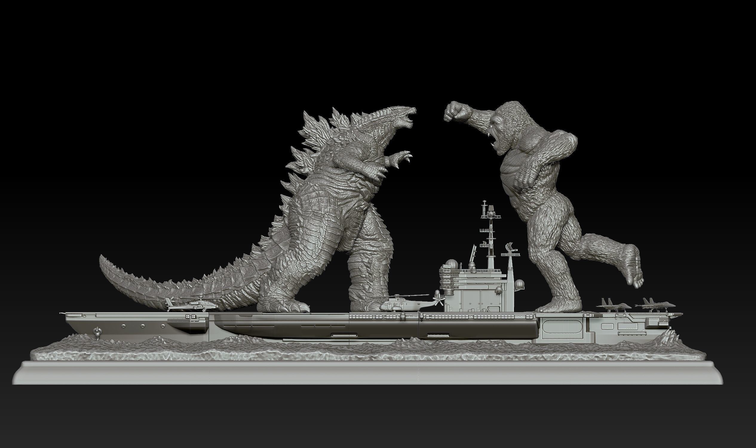 Godzilla vs Kong Diorama Monsterverse 3D print model_21