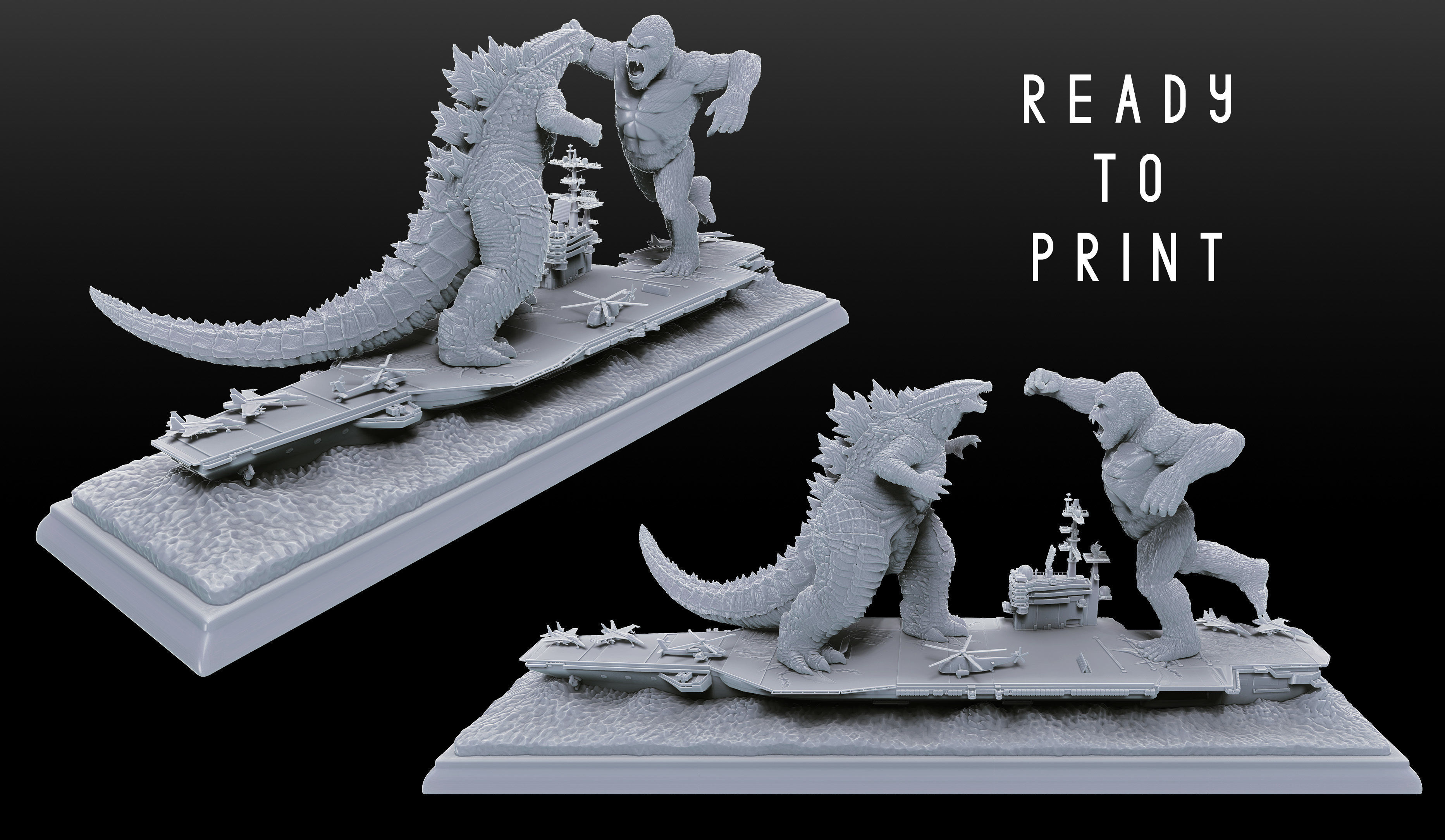 Godzilla vs Kong Diorama Monsterverse 3D print model_2
