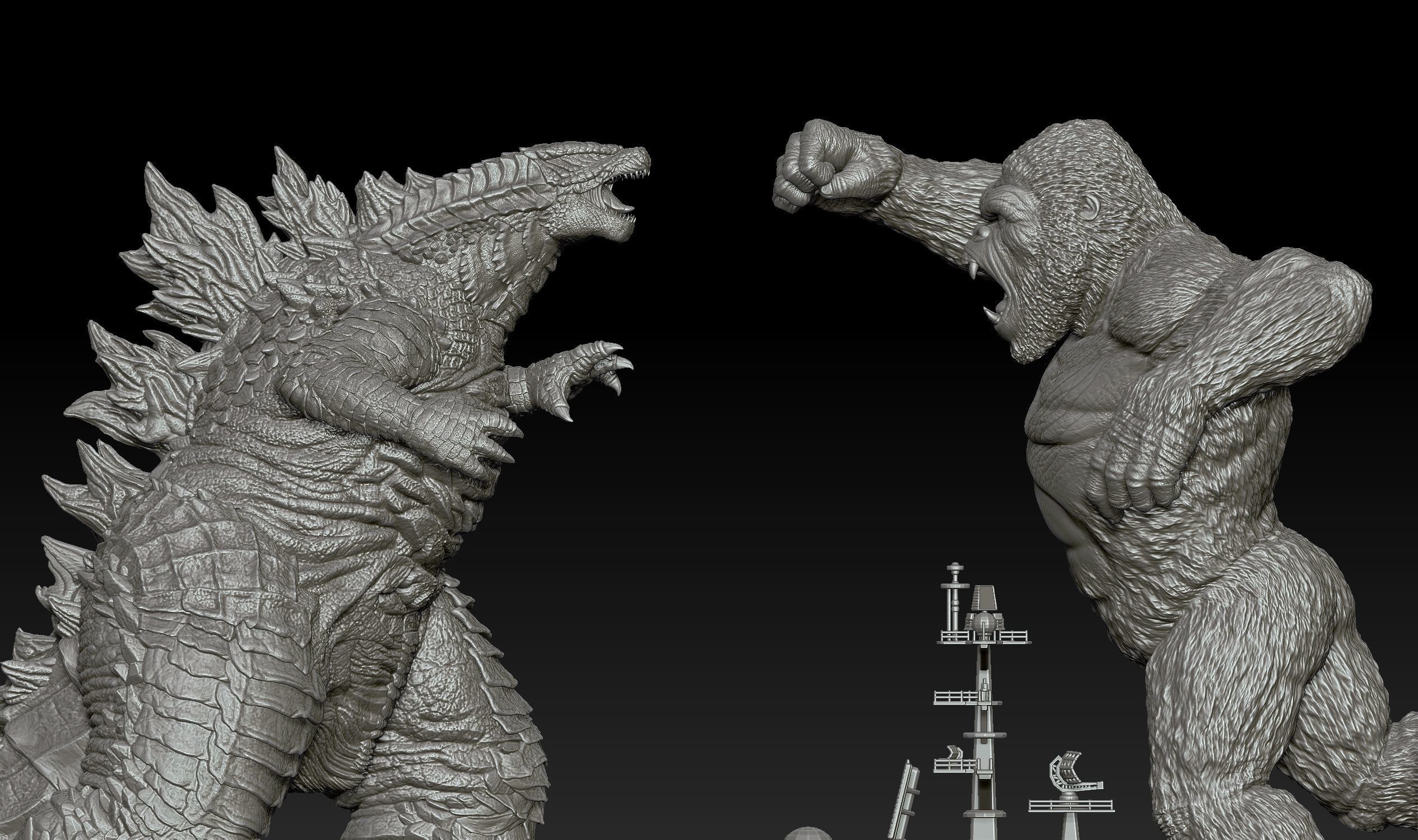 Godzilla vs Kong Diorama Monsterverse 3D print model_24