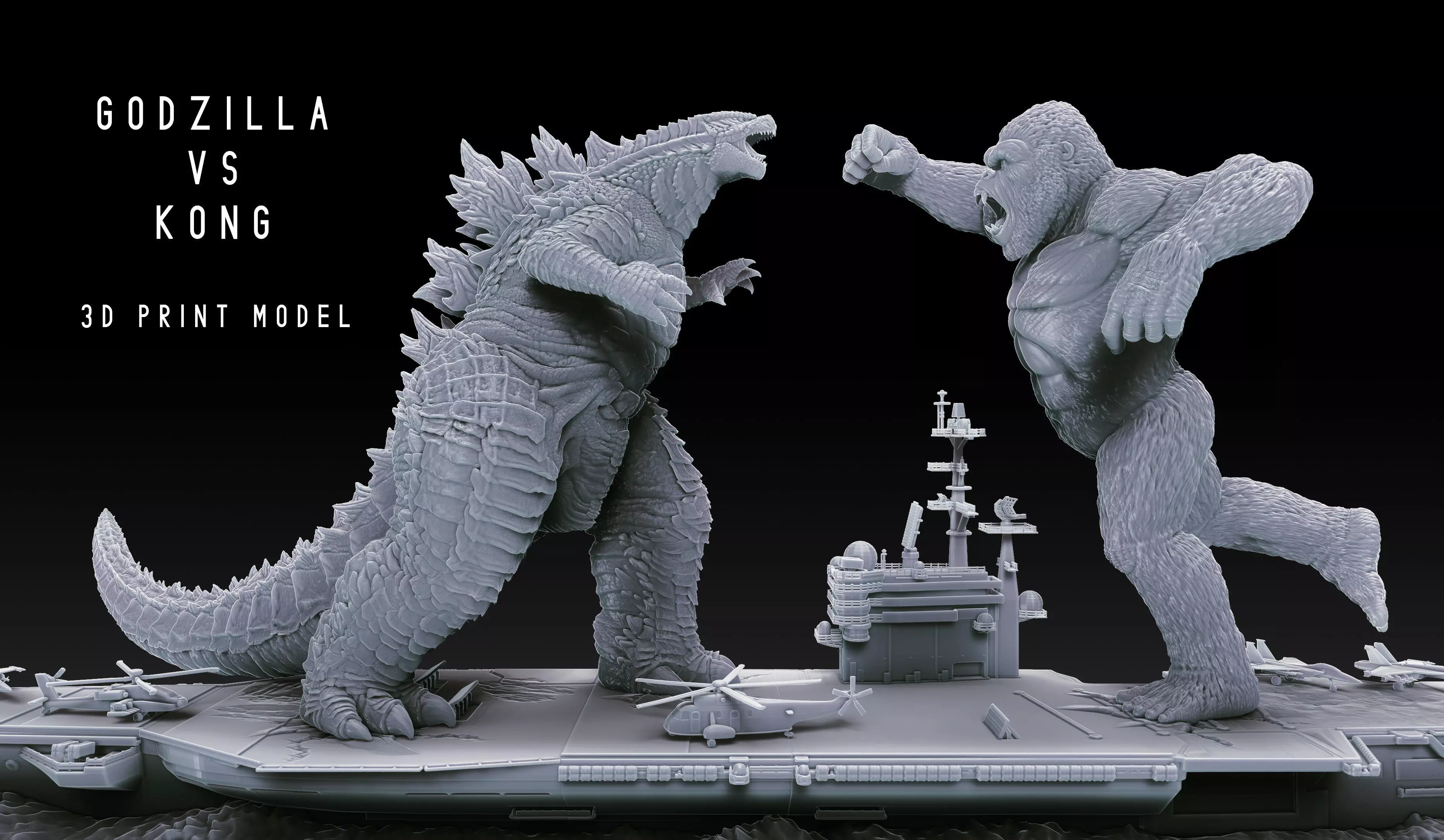 Godzilla vs Kong Diorama Monsterverse 3D print model_0