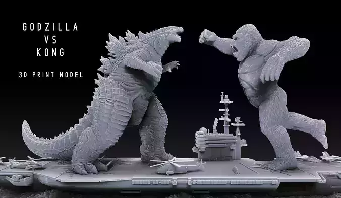 Godzilla vs Kong Diorama Monsterverse 3D print model