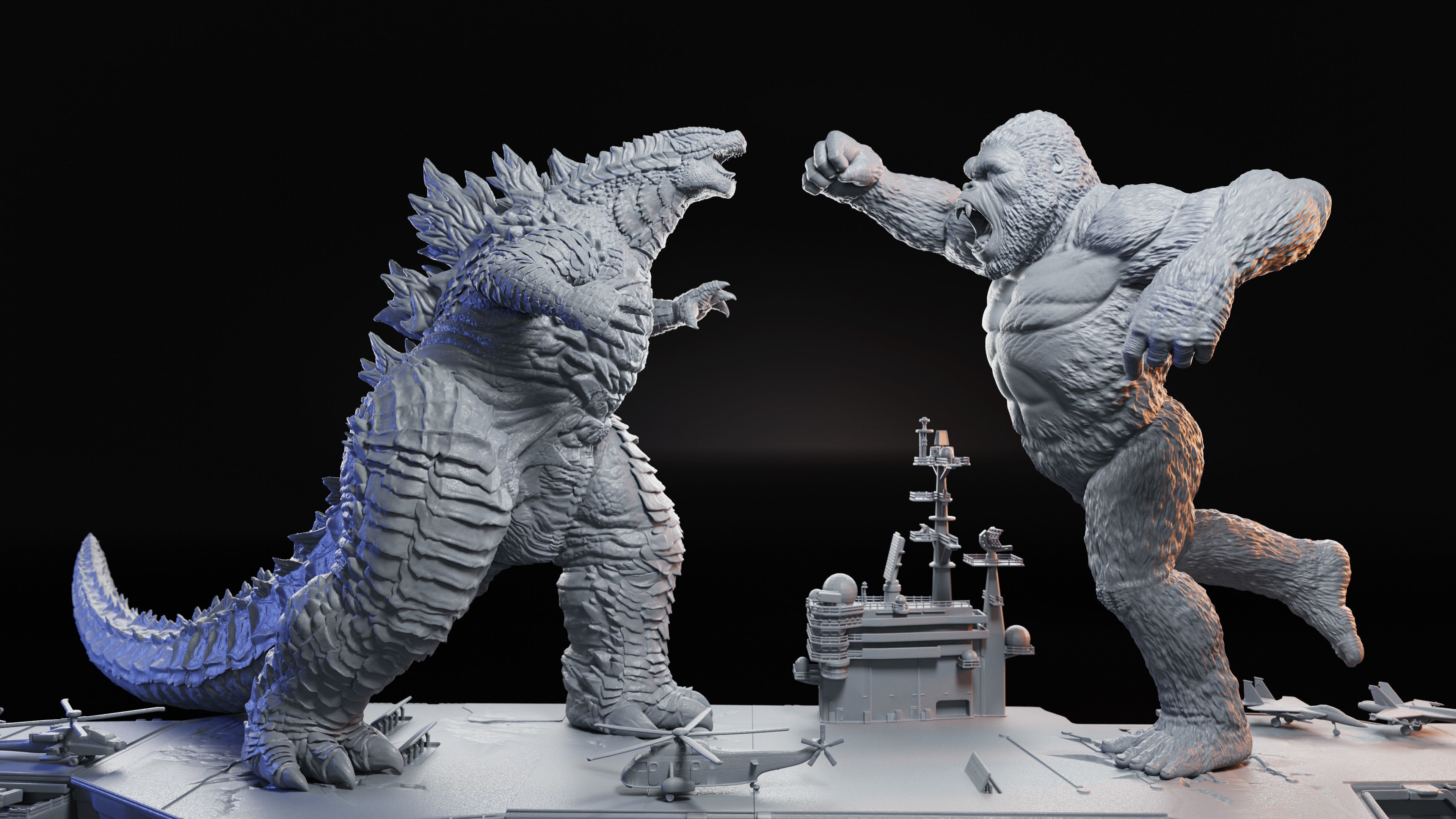 Godzilla vs Kong Diorama Monsterverse 3D print model_27