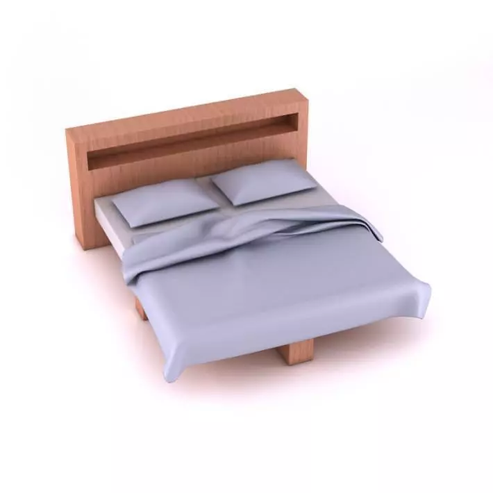 Modern Bed With Headboard 3D model_0