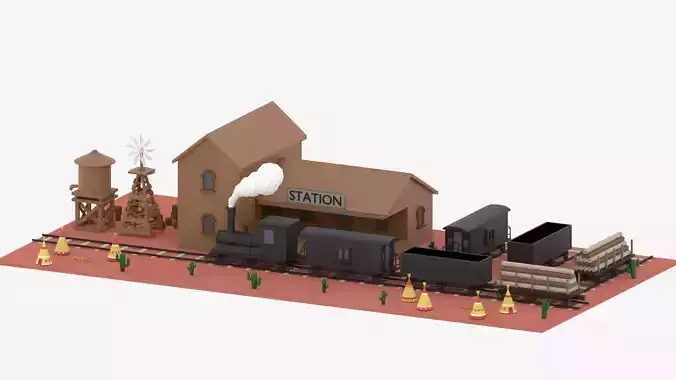 Old Wild West Train and Staion