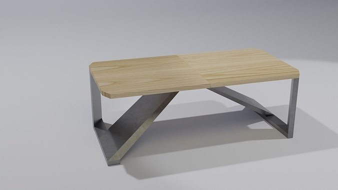 Table wooden with metal legs 3D model