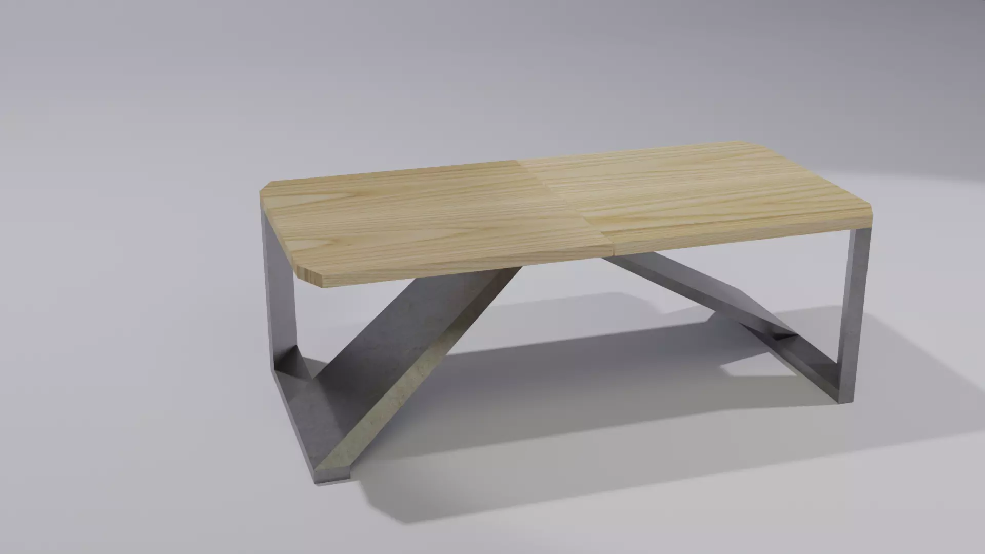Table wooden with metal legs 3D model