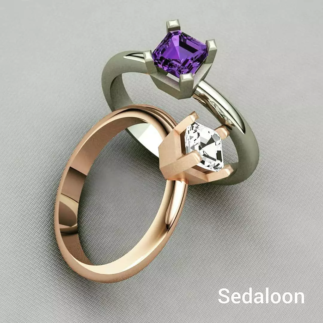 Rings with stone Free 3D print model