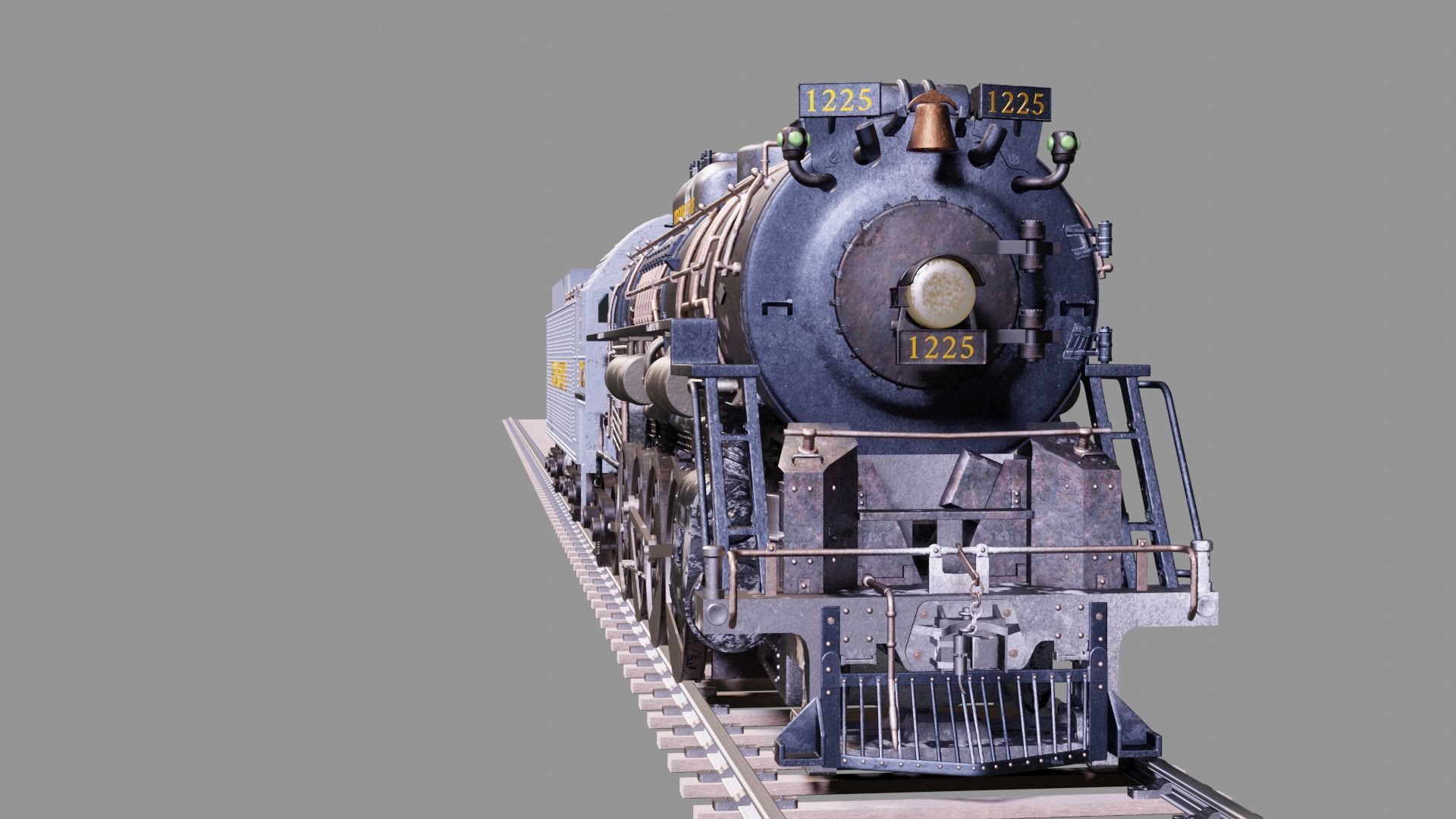 Pere Marquette 1225 locomotive train 3D model_5