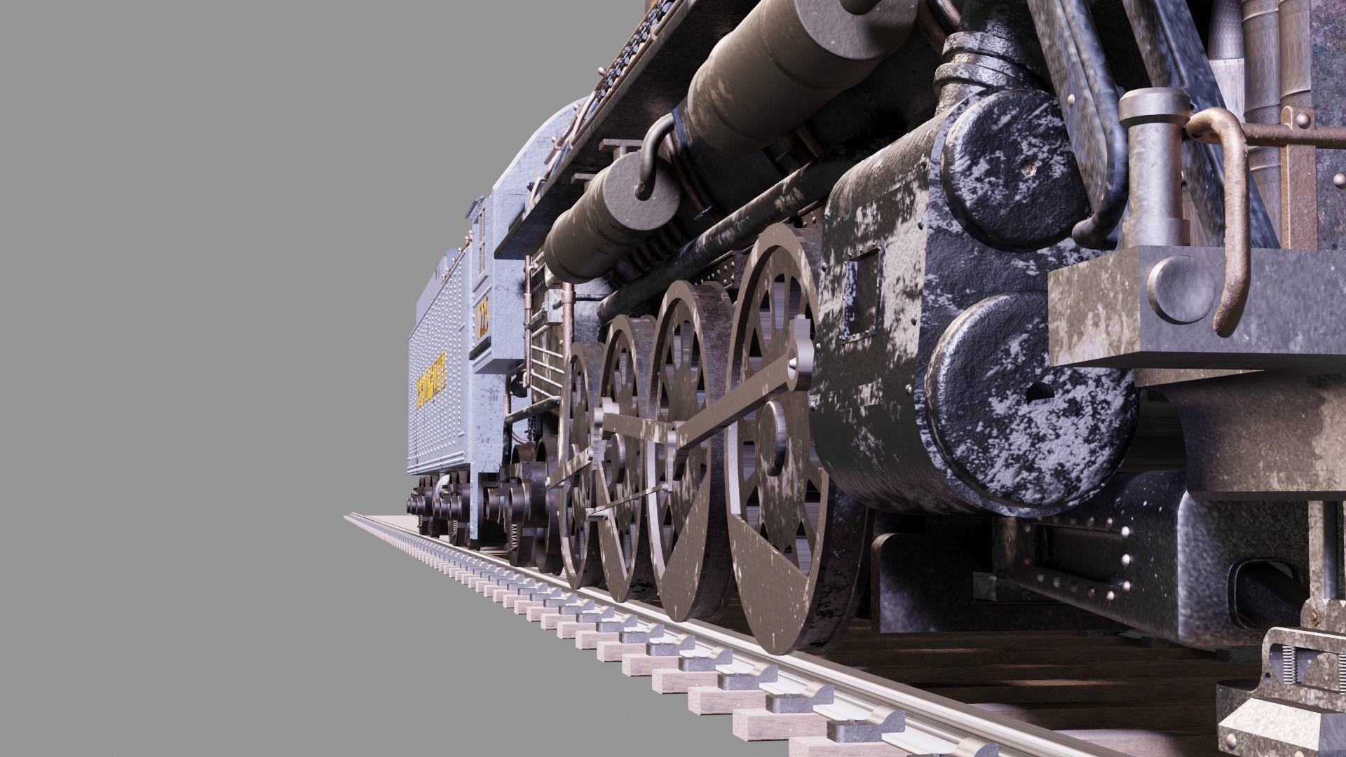 Pere Marquette 1225 locomotive train 3D model_7