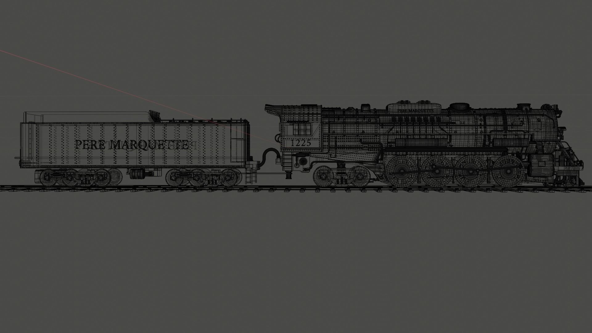 Pere Marquette 1225 locomotive train 3D model_15