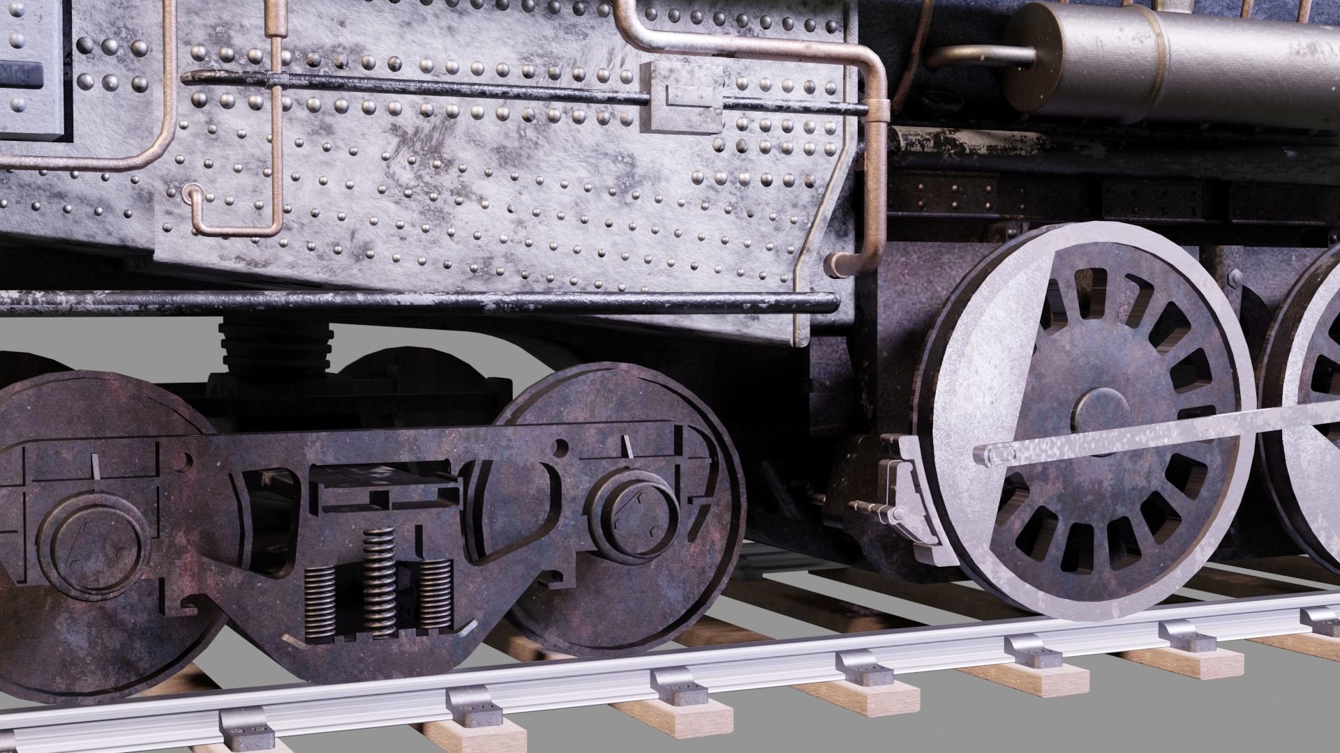 Pere Marquette 1225 locomotive train 3D model_8