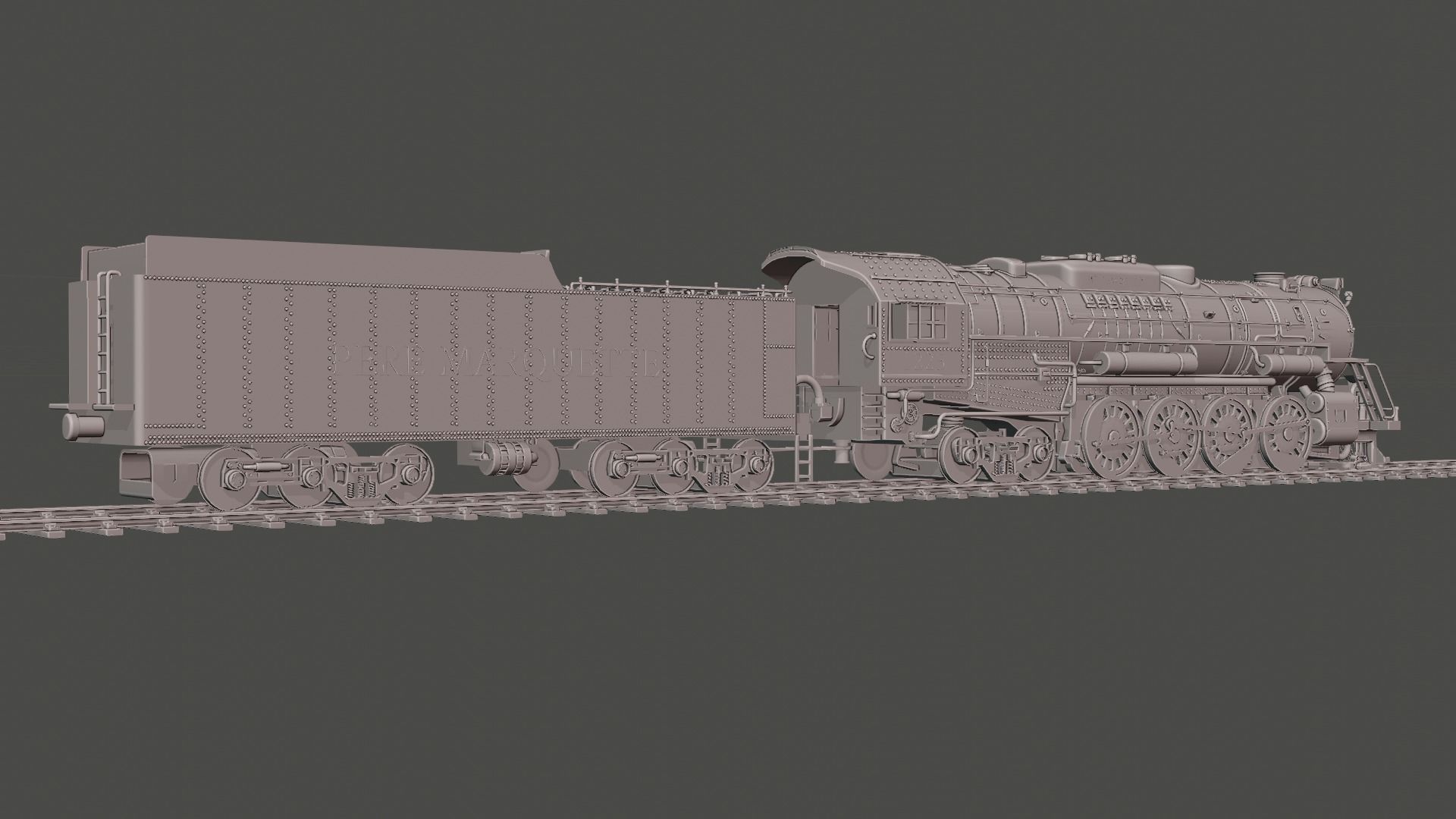 Pere Marquette 1225 locomotive train 3D model_11