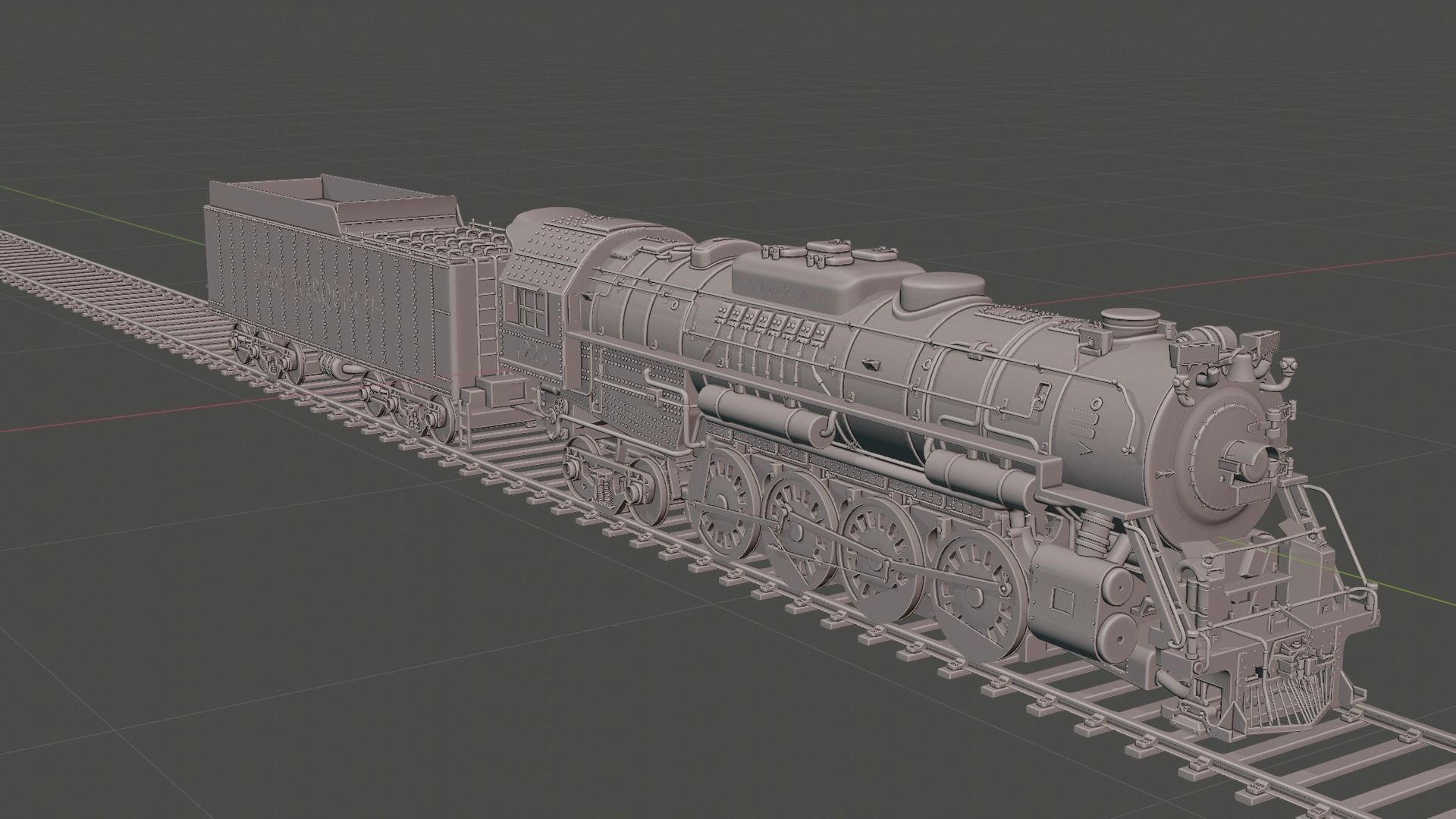 Pere Marquette 1225 locomotive train 3D model_12