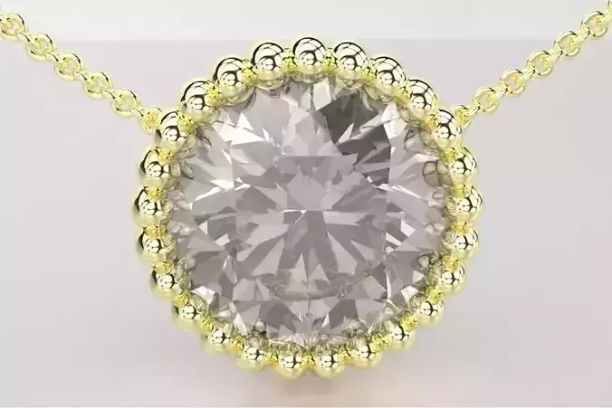 Solitaire pendant-necklace with flower-shaped walls 1Gemstone