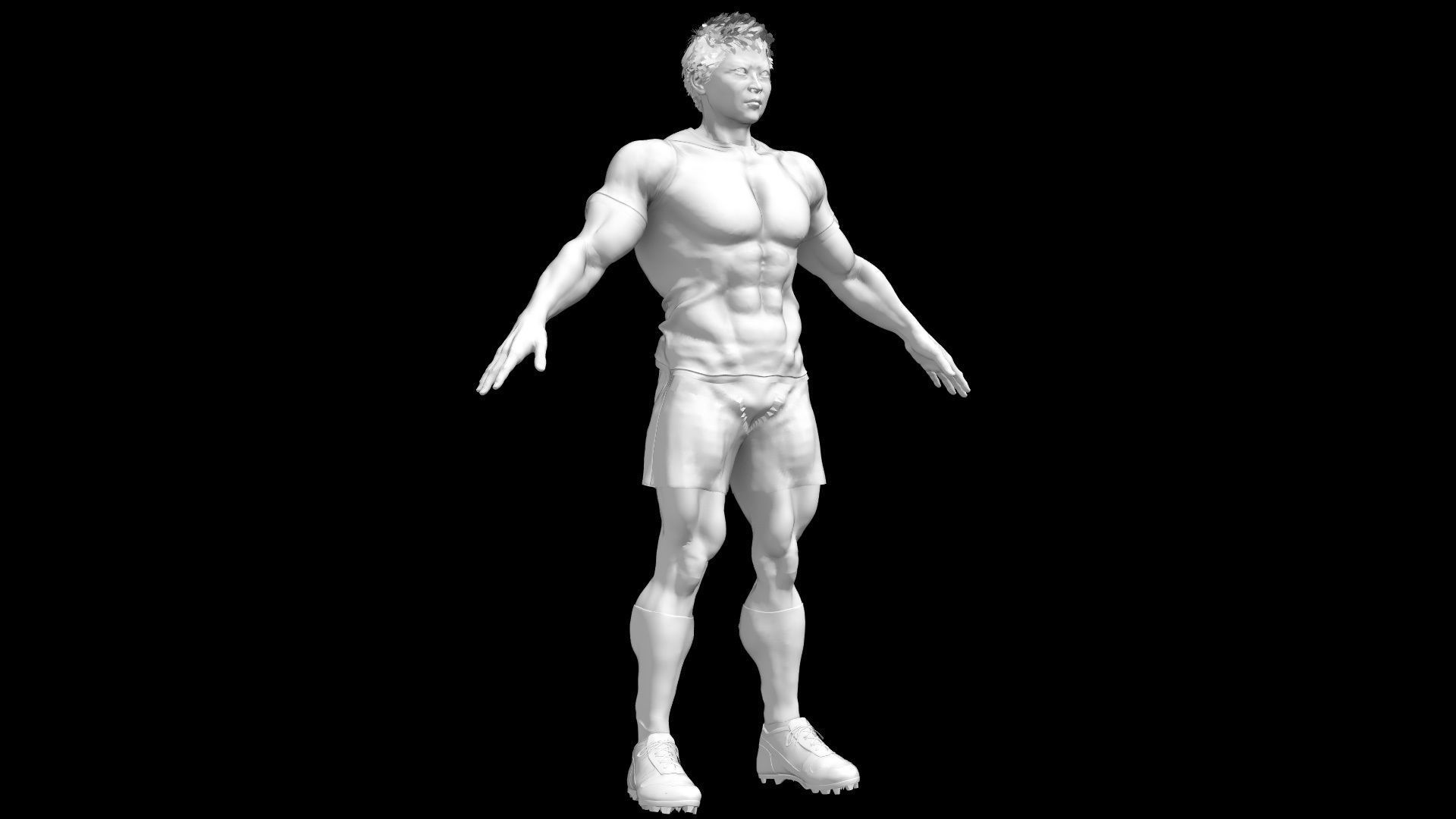 Asian Football Soccer Player Male  3D model_3