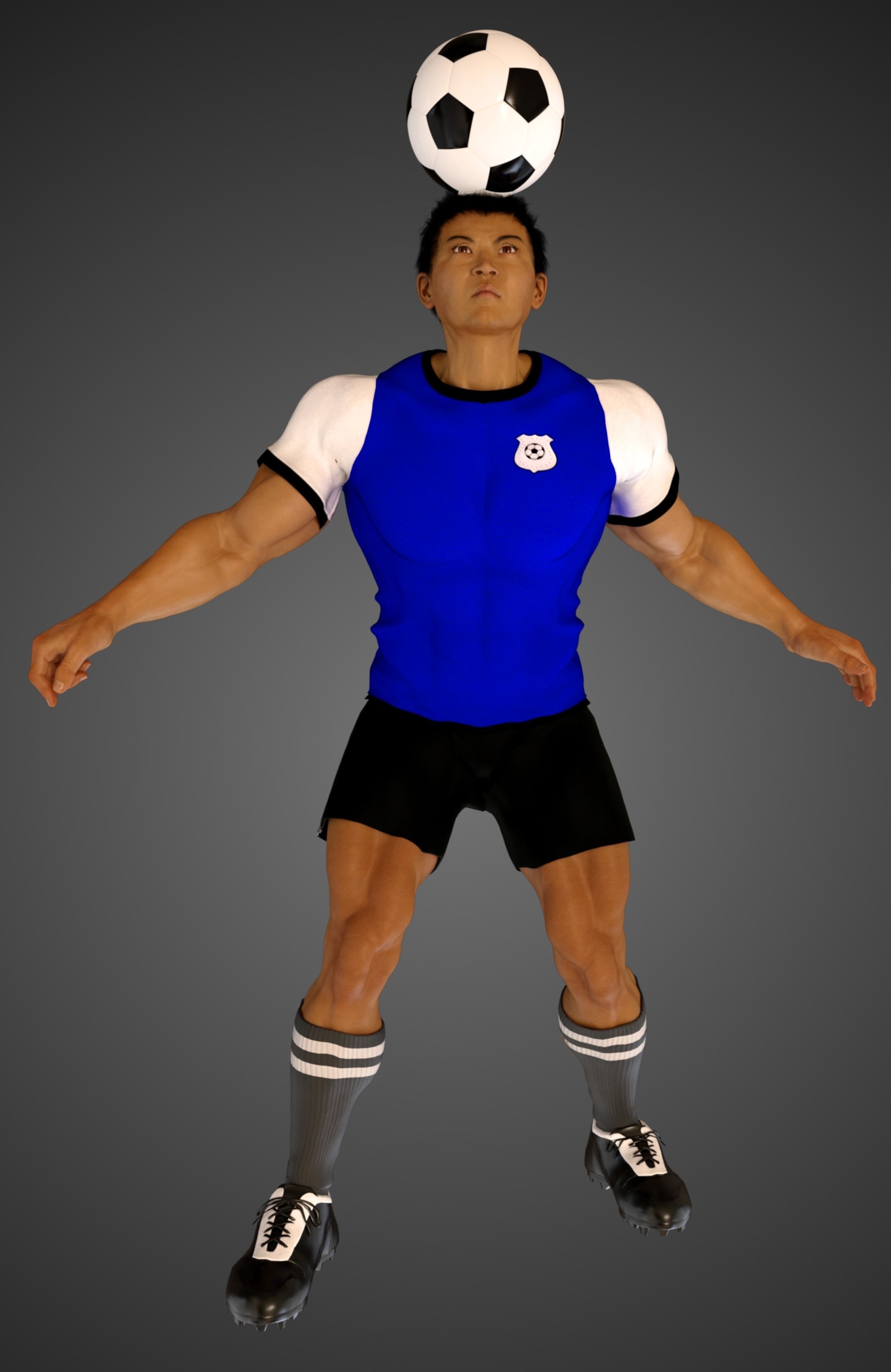 Asian Football Soccer Player Male  3D model_11
