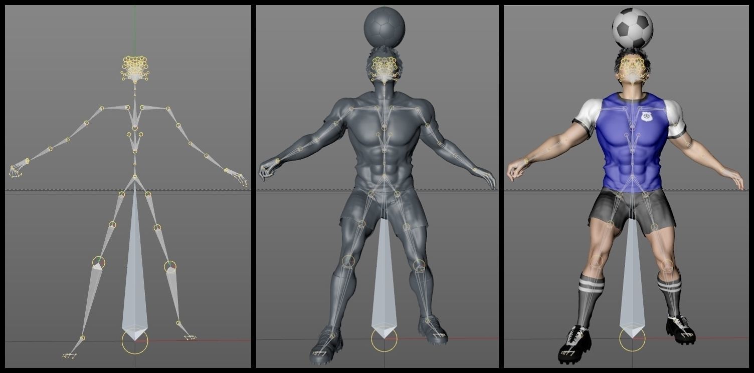 Asian Football Soccer Player Male  3D model_10