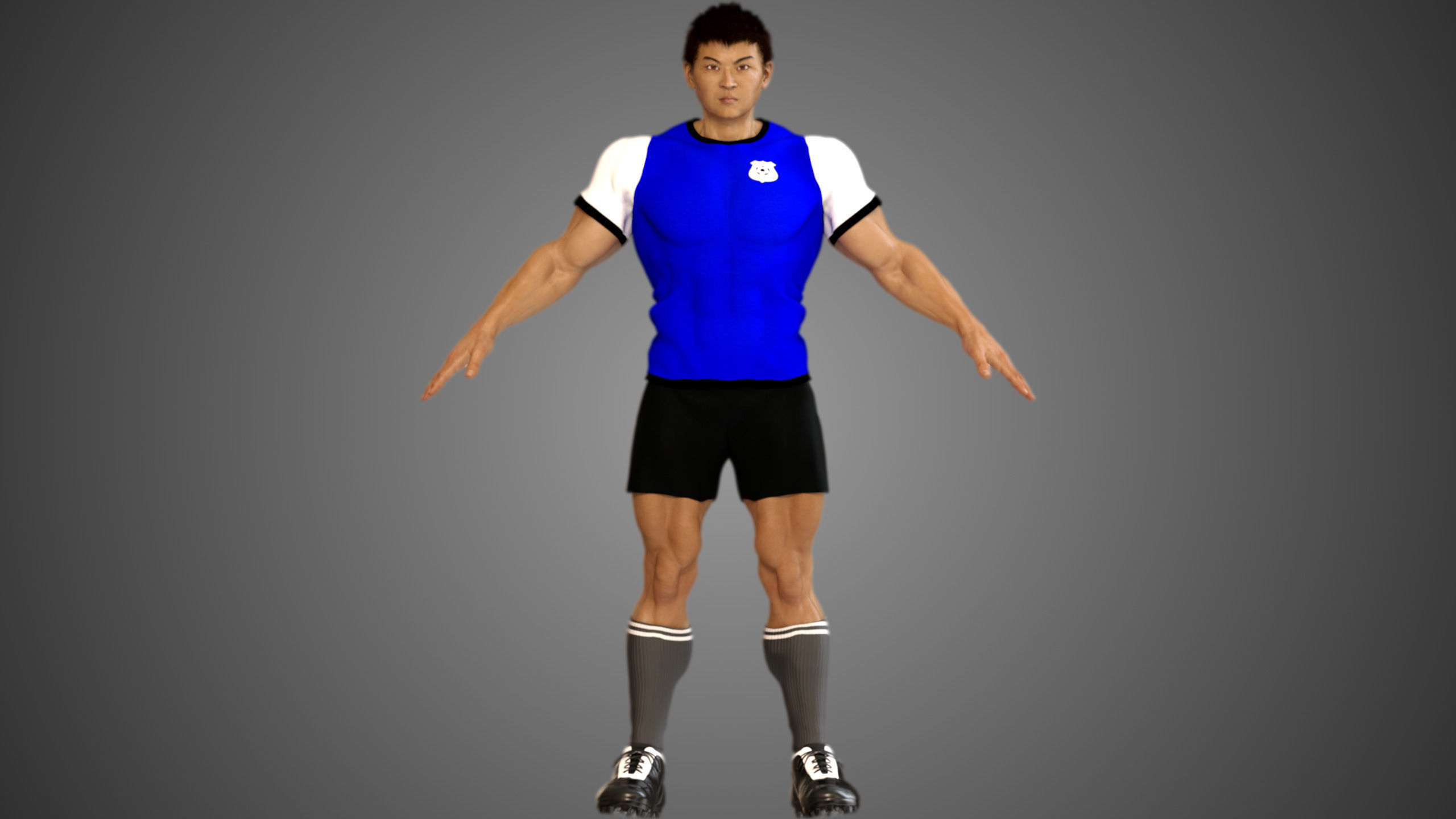Asian Football Soccer Player Male  3D model_6