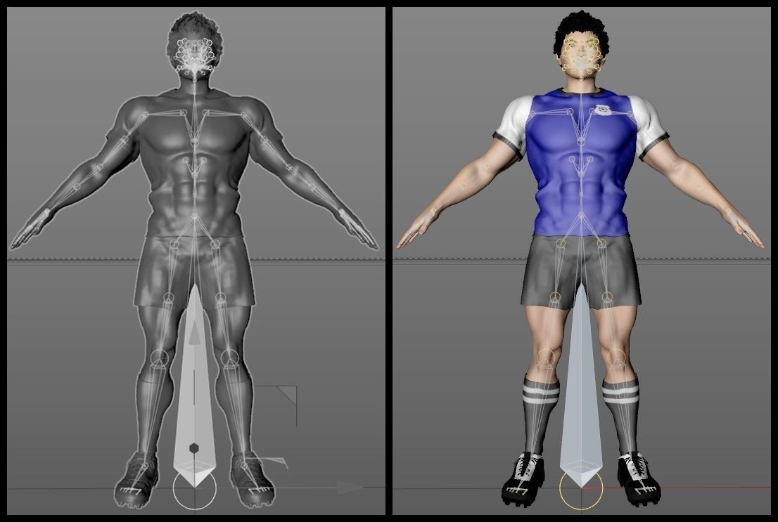 Asian Football Soccer Player Male  3D model_9