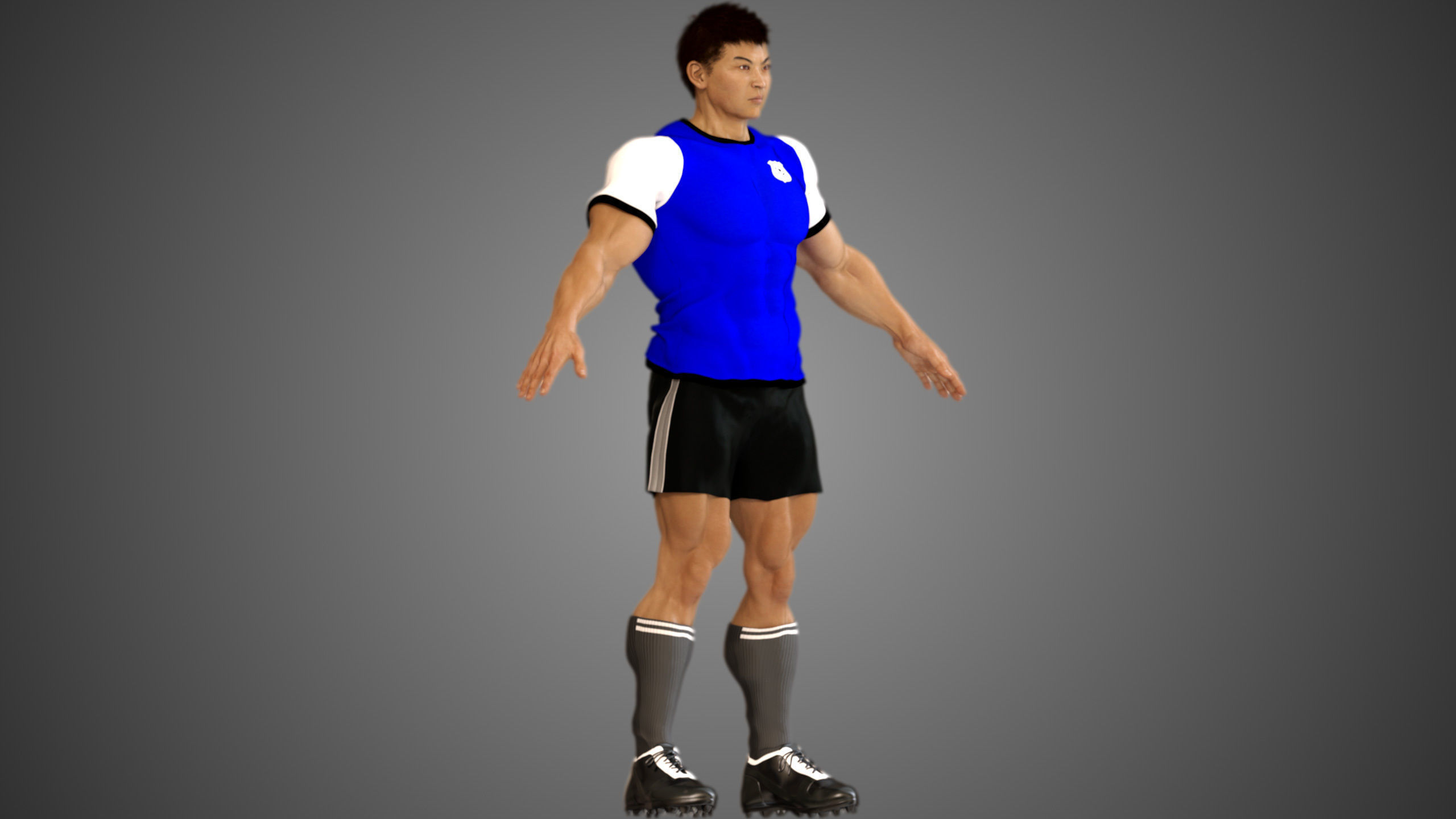 Asian Football Soccer Player Male  3D model_5