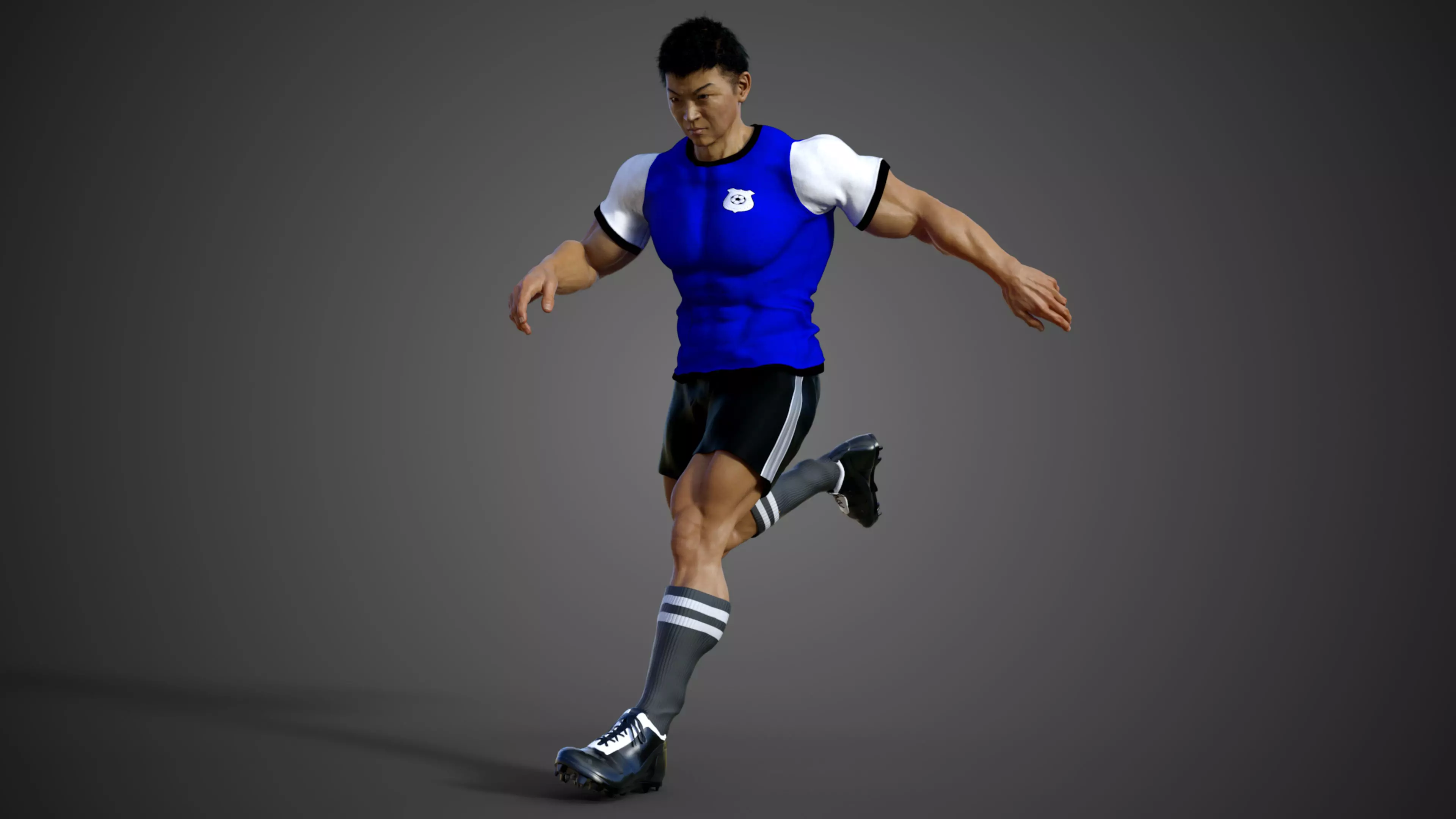 Asian Football Soccer Player Male  3D model_0
