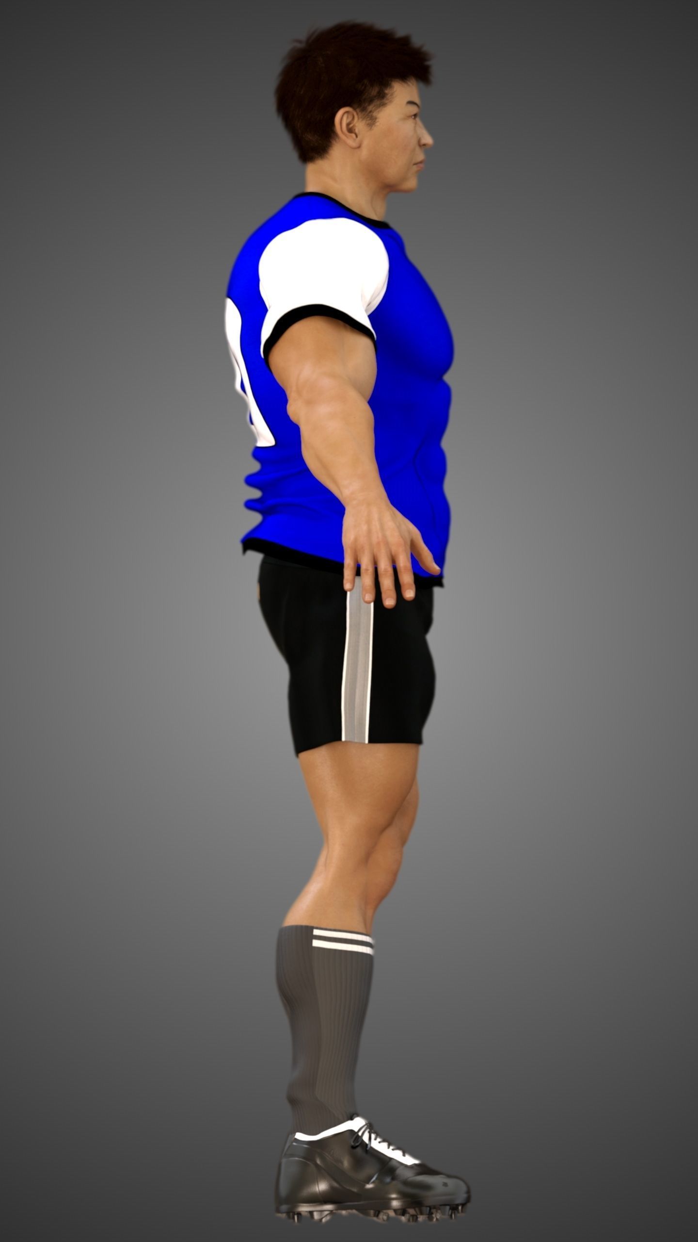 Asian Football Soccer Player Male  3D model_7