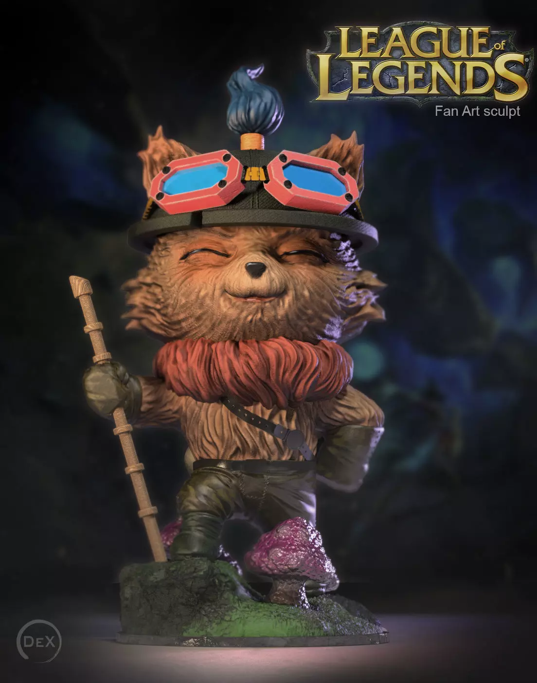 Teemo League of Legends Fan Art sculpt 3D print model_0