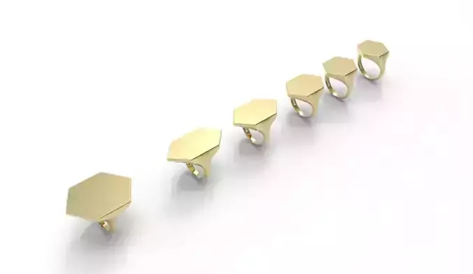 Signet Ring  hexagon 6parts  
