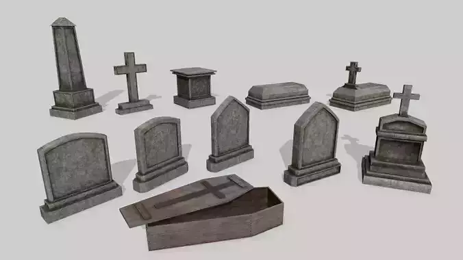 Tombstone Set two wooden coffins