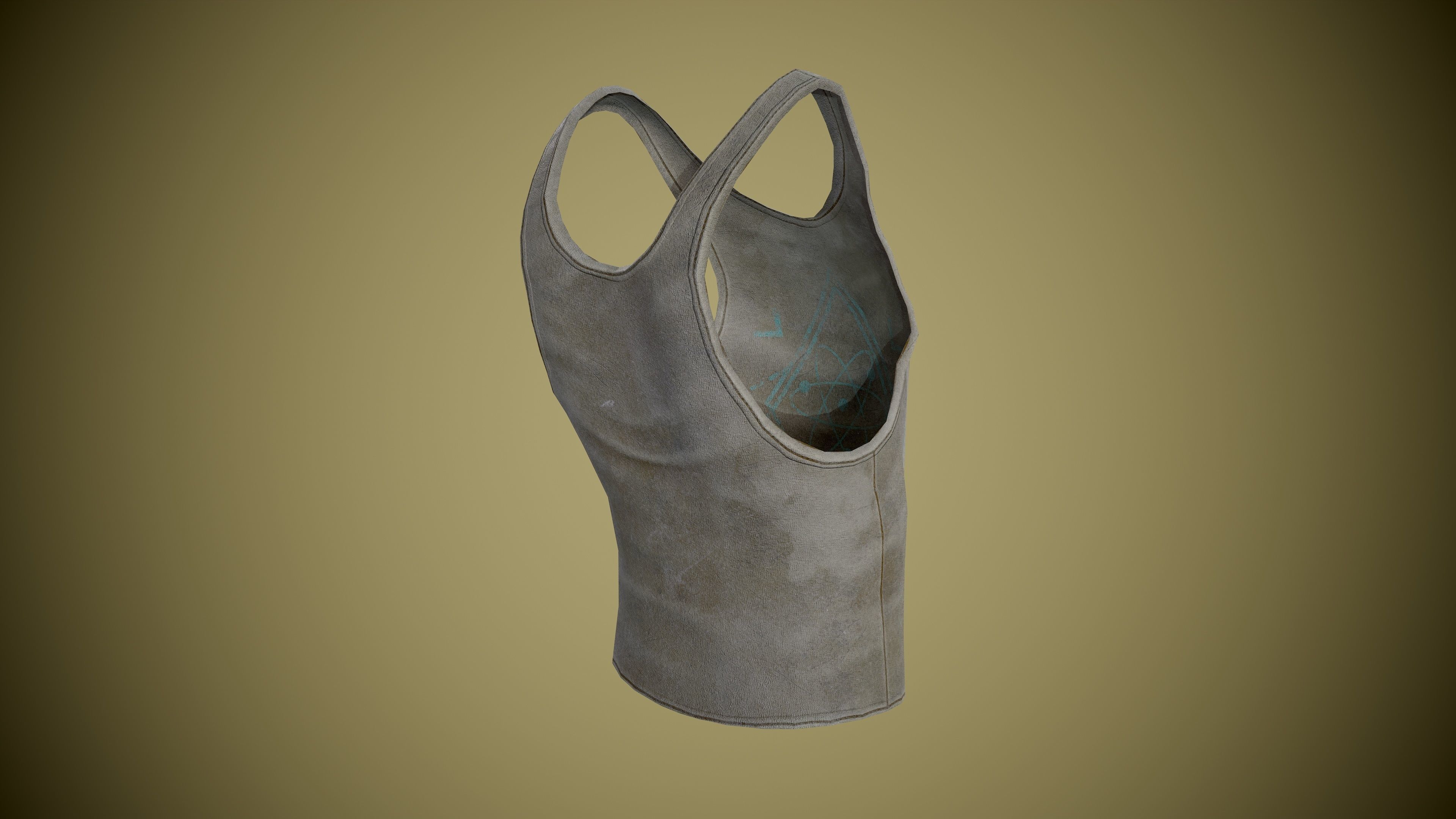 Singlet low-poly tank top with design Low-poly 3D model_13