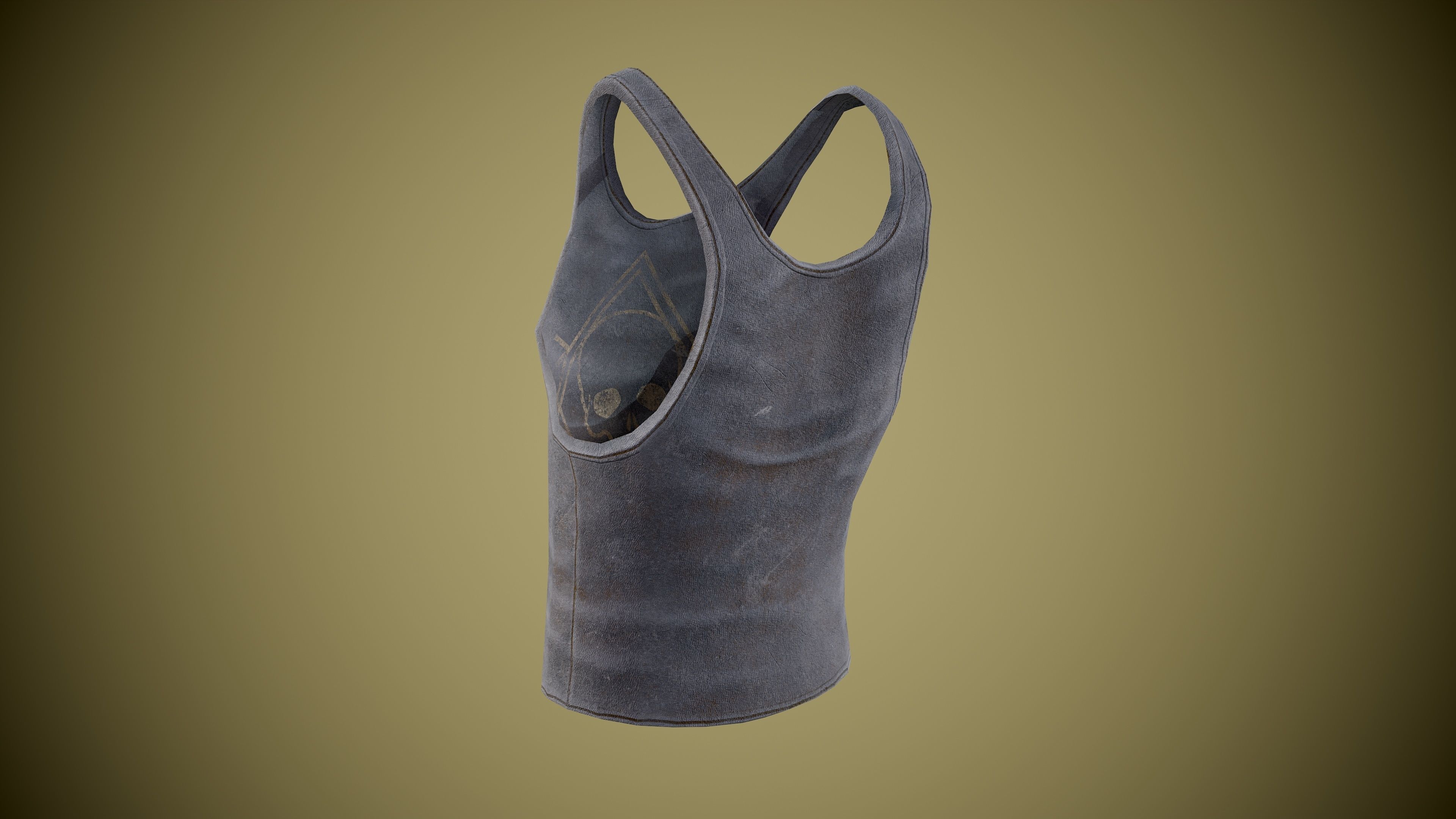 Singlet low-poly tank top with design Low-poly 3D model_16