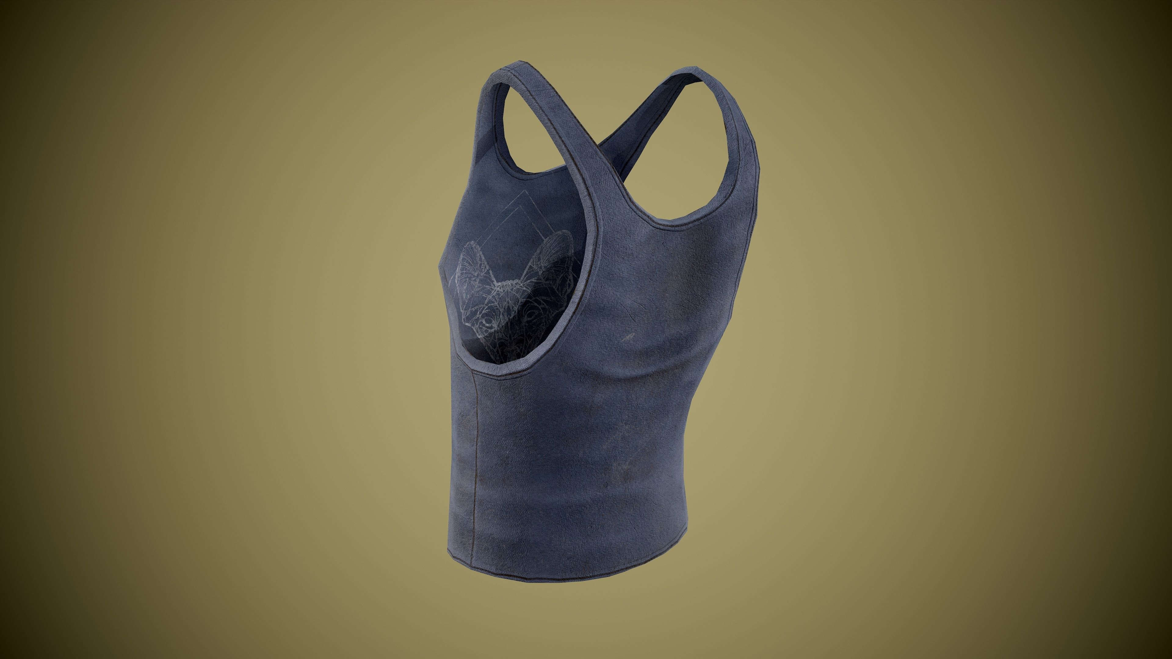 Singlet low-poly tank top with design Low-poly 3D model_8