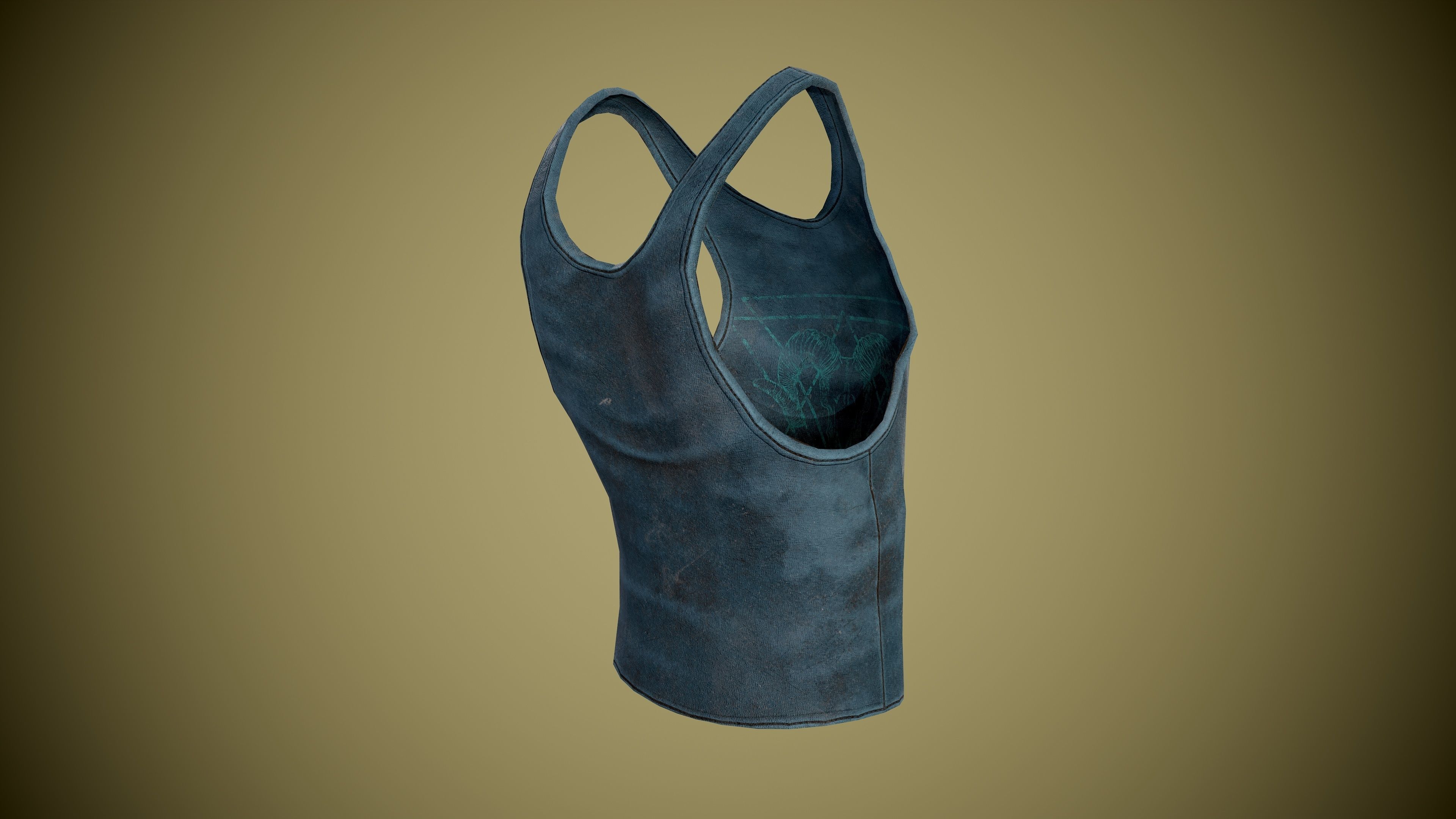 Singlet low-poly tank top with design Low-poly 3D model_5