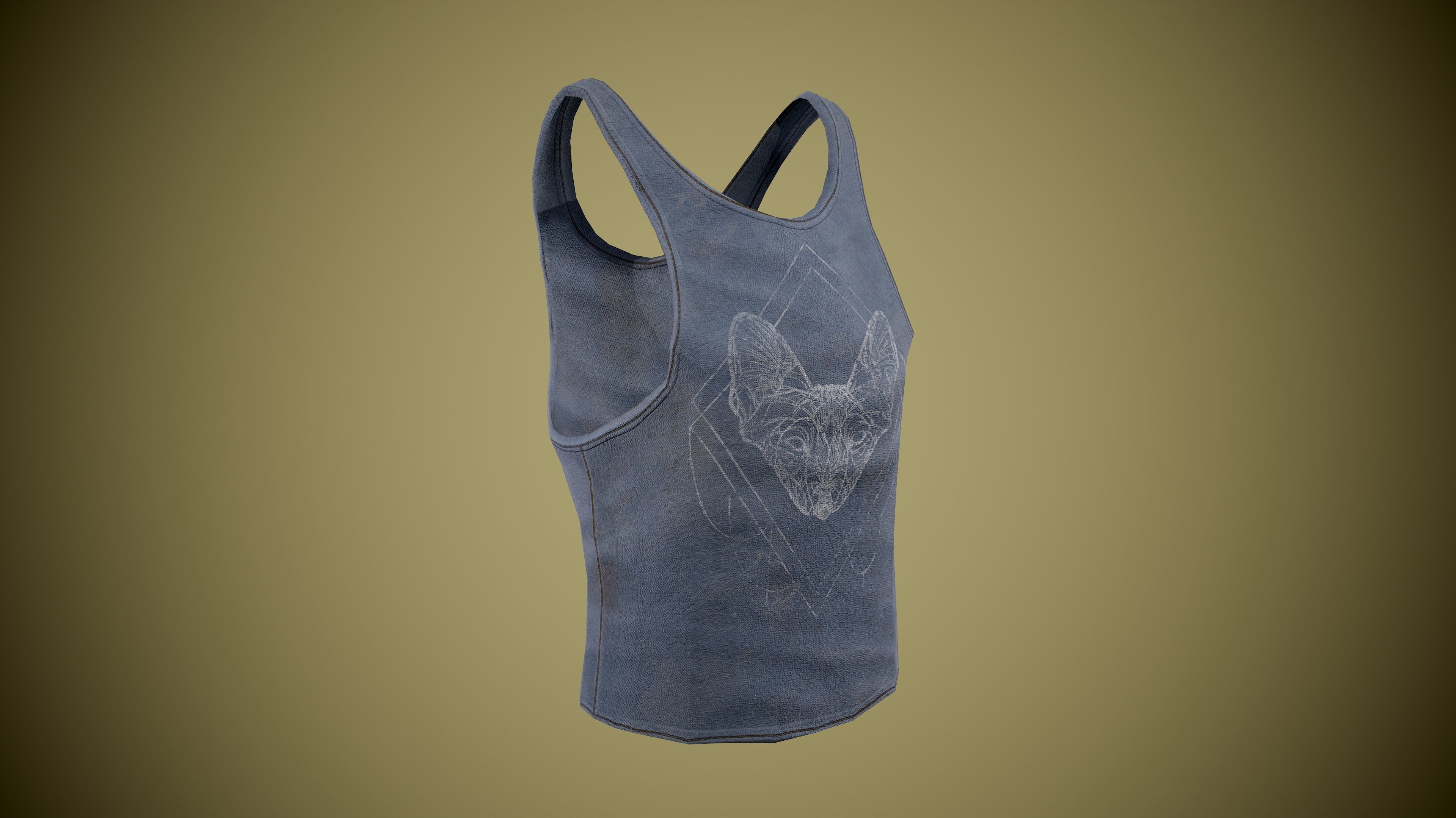 Singlet low-poly tank top with design Low-poly 3D model_6