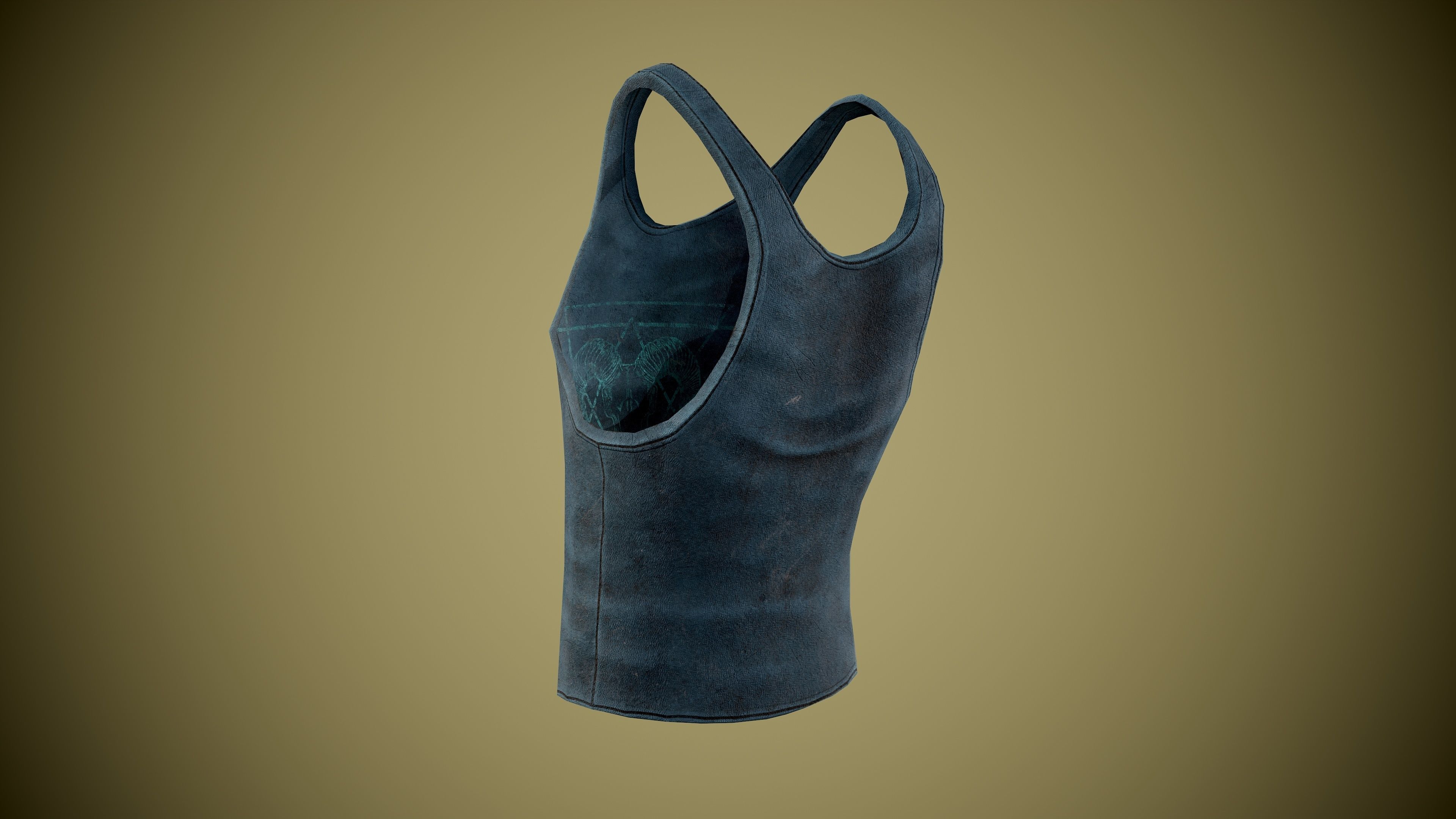 Singlet low-poly tank top with design Low-poly 3D model_4