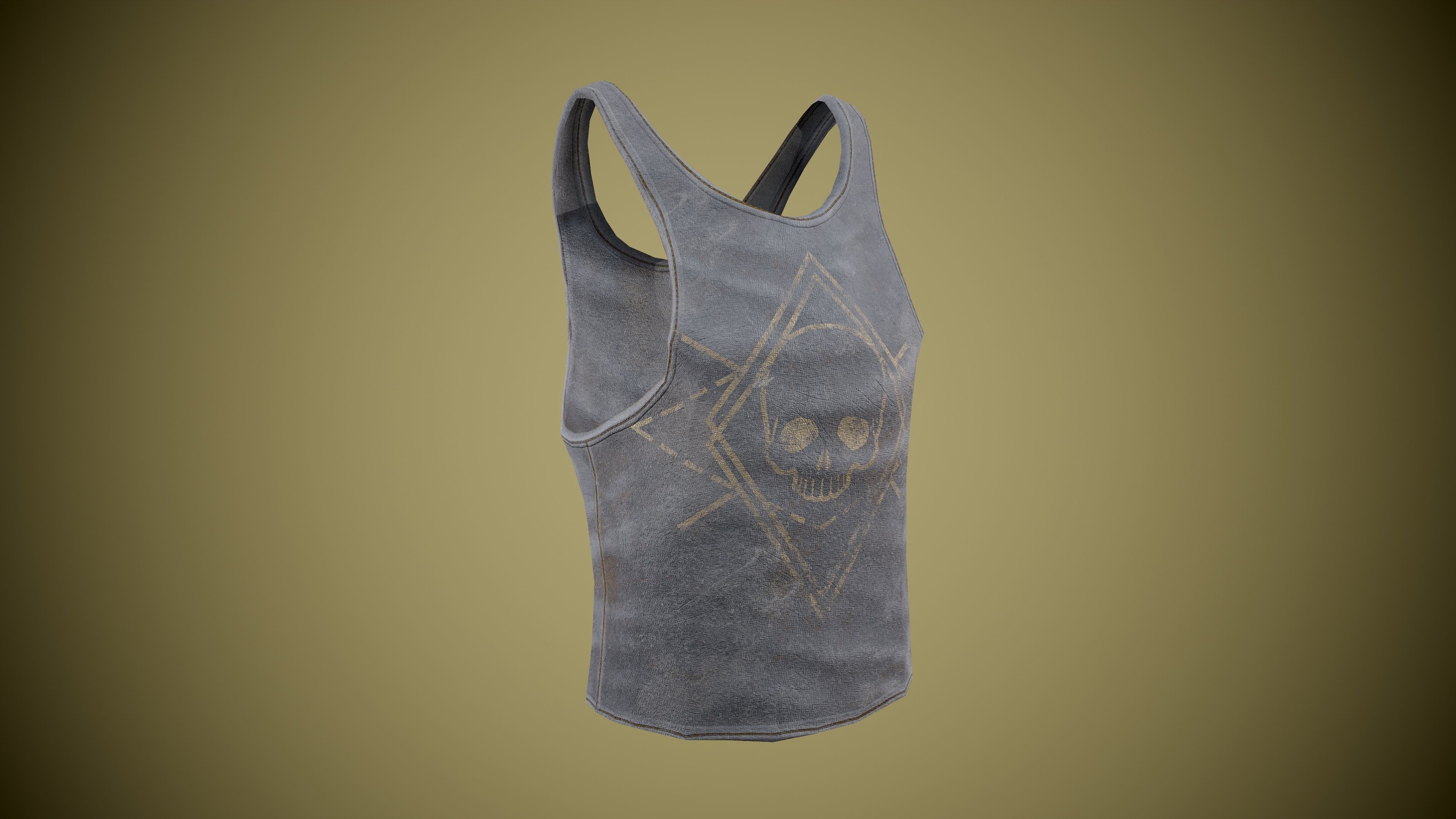 Singlet low-poly tank top with design Low-poly 3D model_14